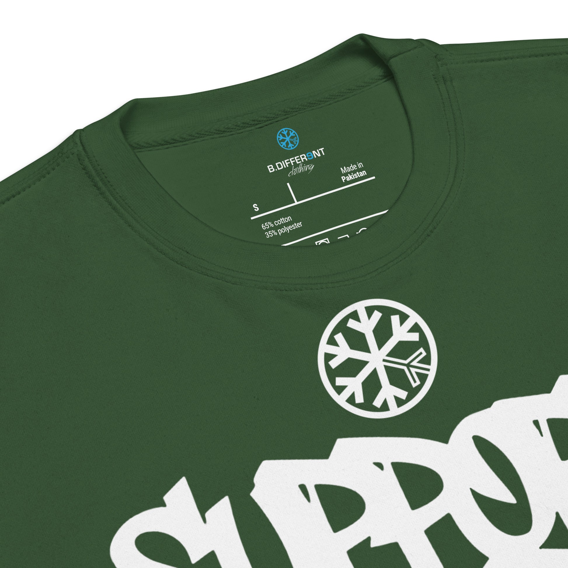 Green-Support Your Local Graffiti Artists Sweatshirt from B.Different Clothing, collar, graffiti-inspired streetwear