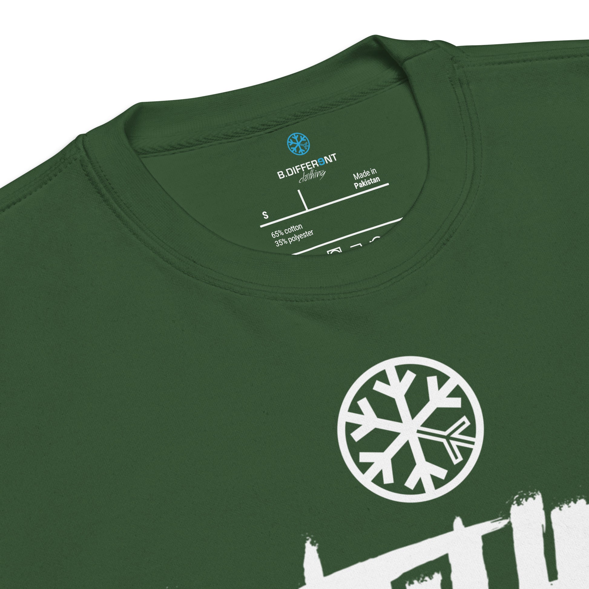 Green-Antihero Graffiti Tag Sweatshirt from B.Different Clothing, collar, graffiti-inspired streetwear