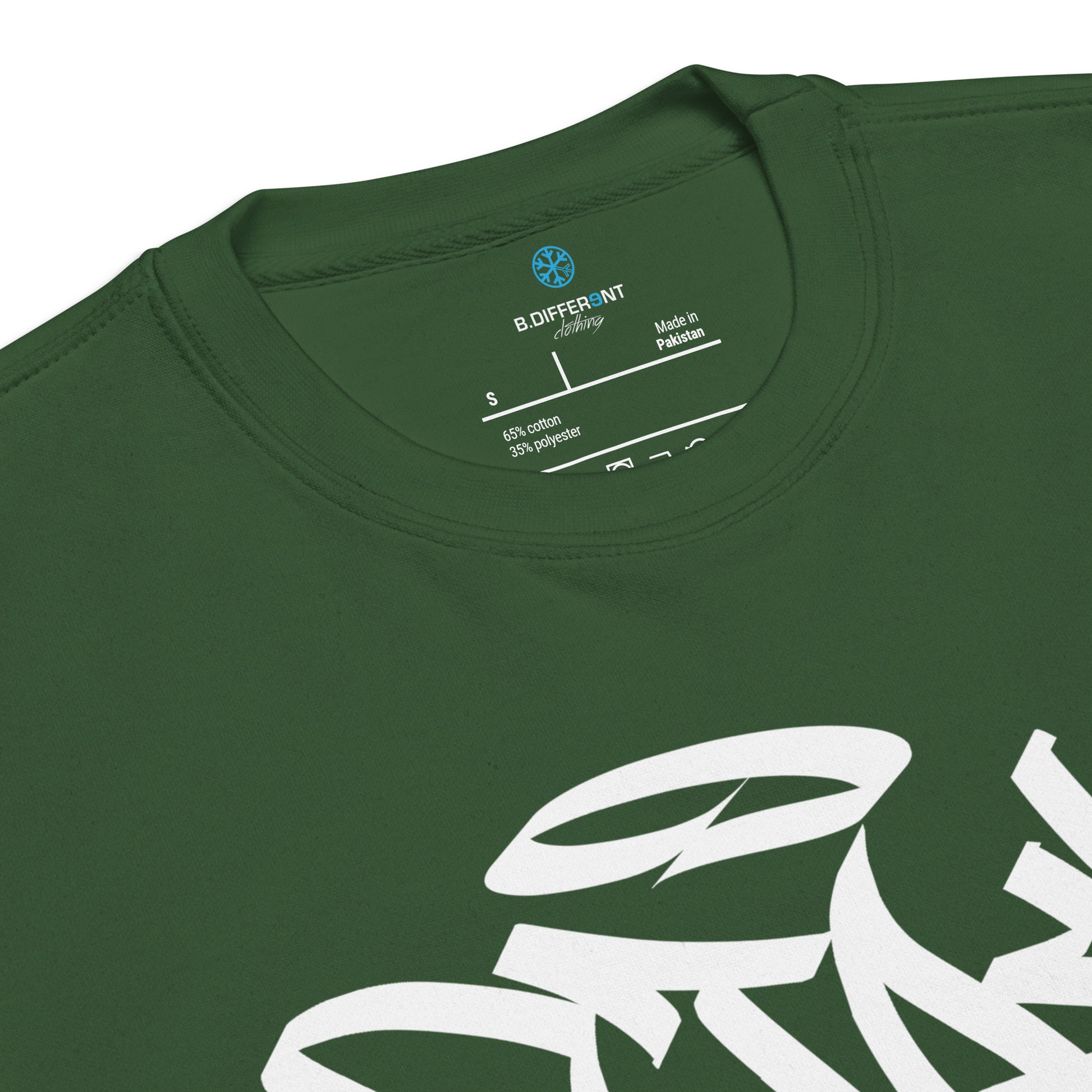 Green-Stay Weird Graffiti Tag Sweatshirt from B.Different Clothing, collar, graffiti-inspired streetwear