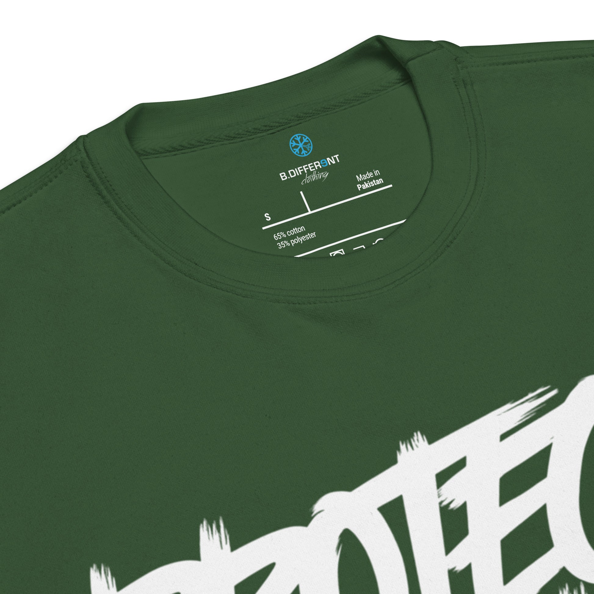 Green-Protect Your Vibe Graffiti Tag Sweatshirt from B.Different Clothing, collar, graffiti-inspired streetwear