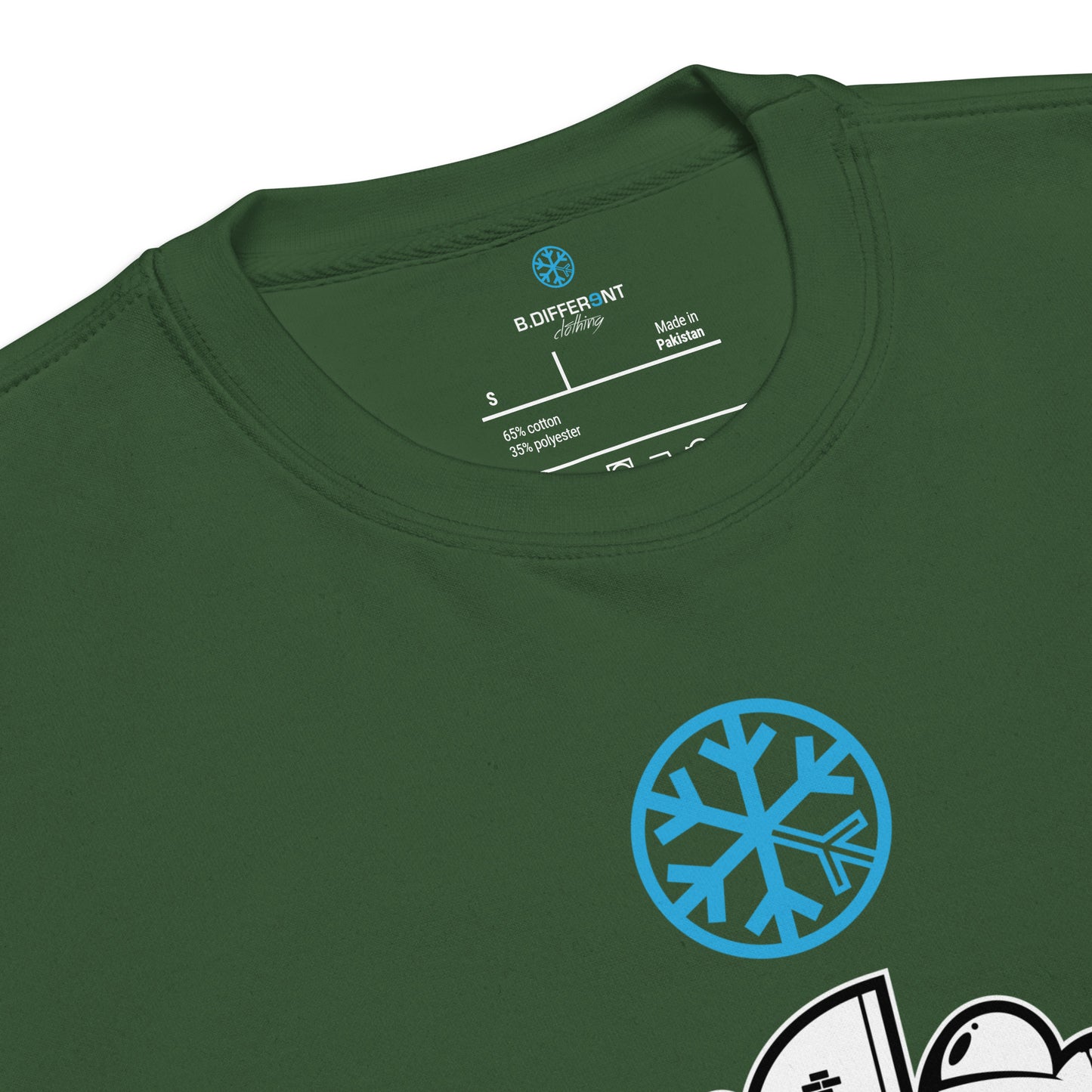 Green-Mission Graffiti Piece Sweatshirt from B.Different Clothing, collar, graffiti-inspired streetwear