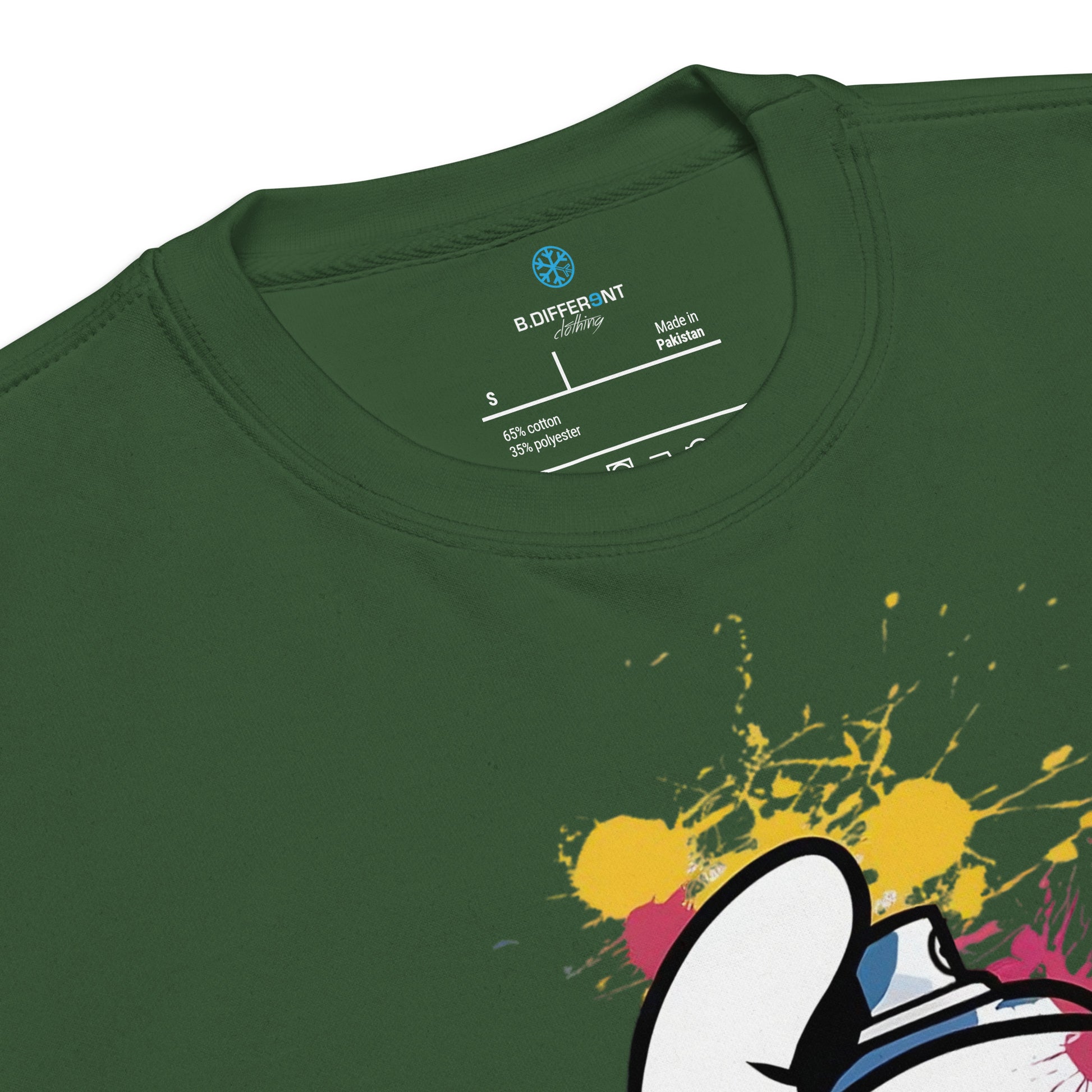Green-Hand Spray Can Graffiti Sweatshirt from B.Different Clothing, collar, graffiti-inspired streetwear