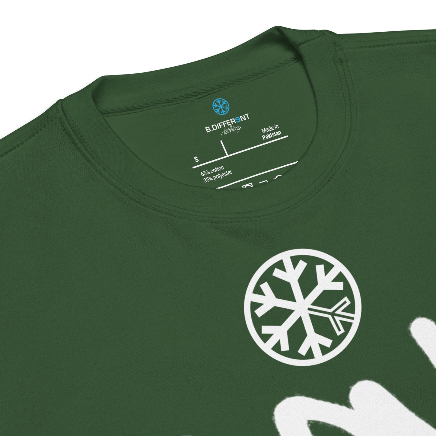 Green-Loony Graffiti Tag Sweatshirt from B.Different Clothing, collar, graffiti-inspired streetwear