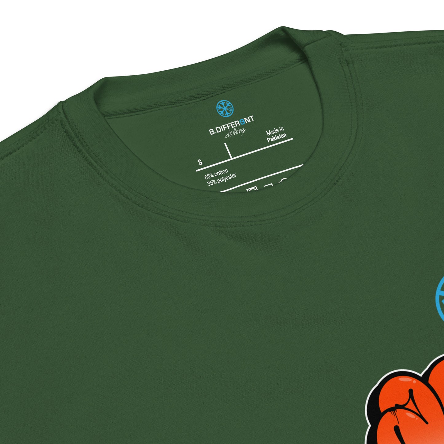 Green-ACAB Girl Graffiti Sweatshirt from B.Different Clothing, collar, graffiti-inspired streetwear