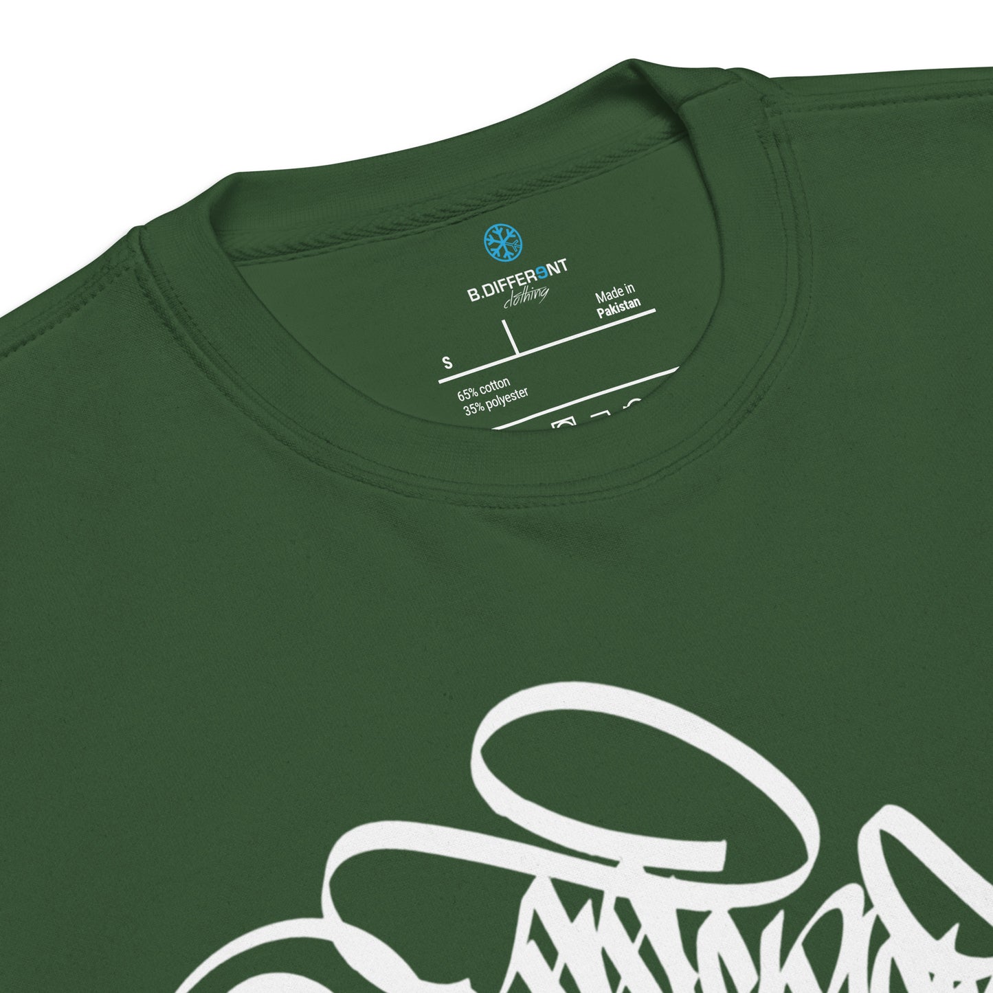 Green-B.Different Clothing Graffiti Tag Sweatshirt from B.Different Clothing, collar, graffiti-inspired streetwear