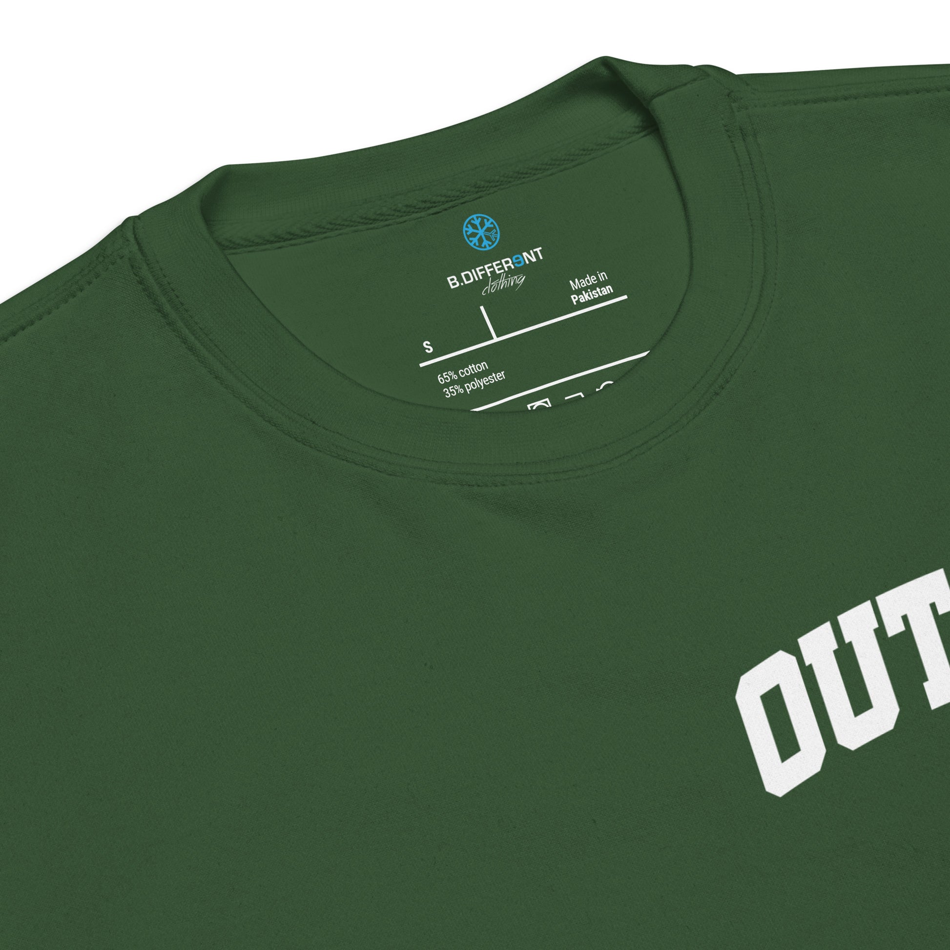 Green-Outcast Graffiti Character Sweatshirt from B.Different Clothing, collar, graffiti-inspired streetwear