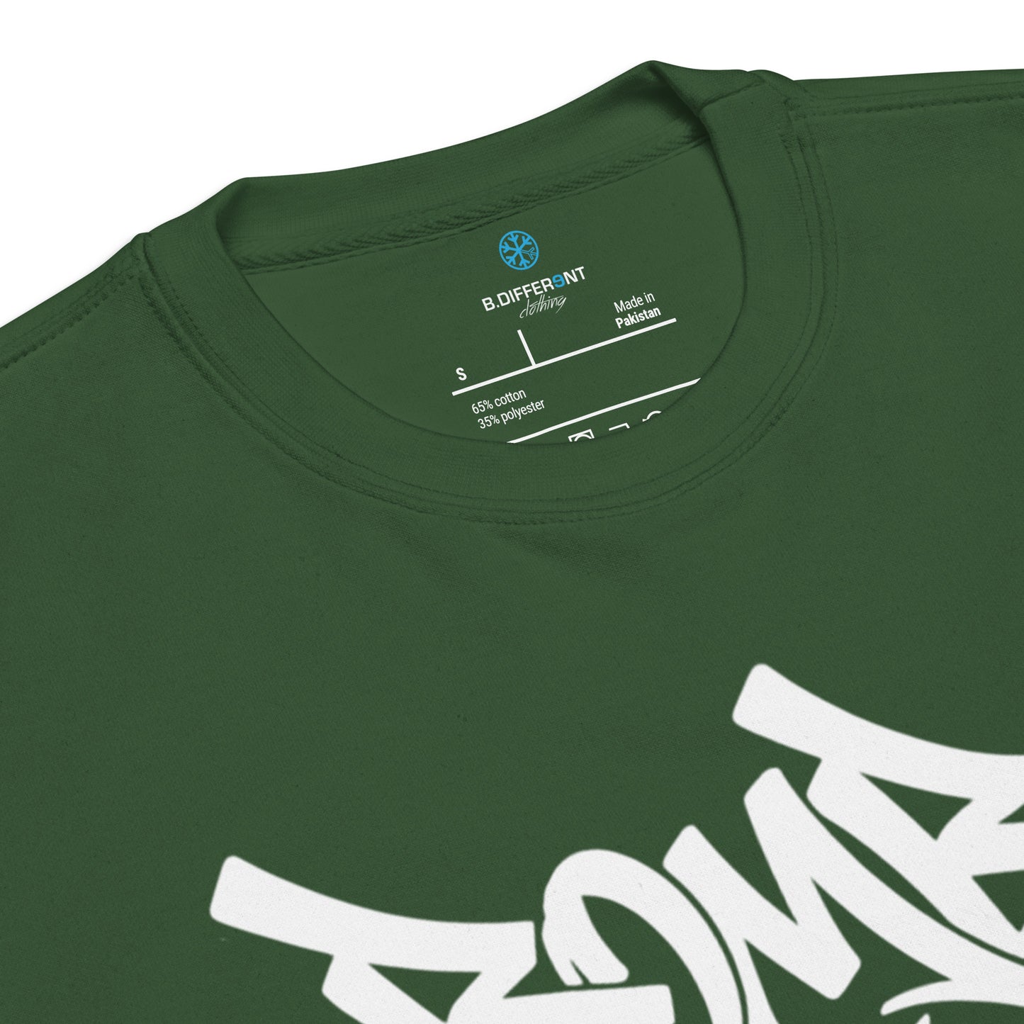 Green-Bomb The System Graffiti Sweatshirt from B.Different Clothing, collar, graffiti-inspired streetwear