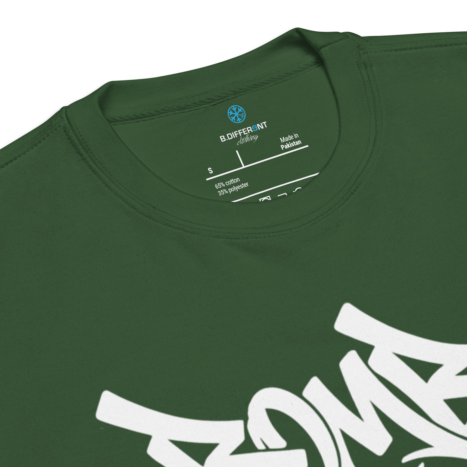 Green-Bomb The System Graffiti Sweatshirt from B.Different Clothing, collar, graffiti-inspired streetwear