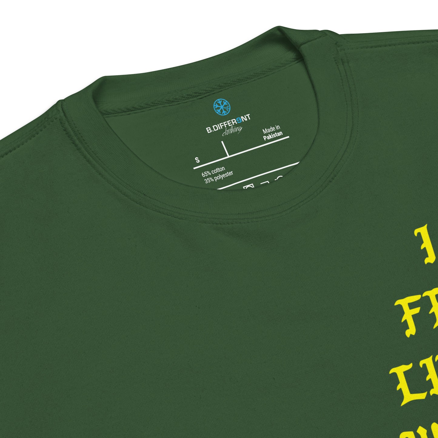 Green-I Feel Like a Weirdo Sweatshirt from B.Different Clothing, collar, graffiti-inspired streetwear