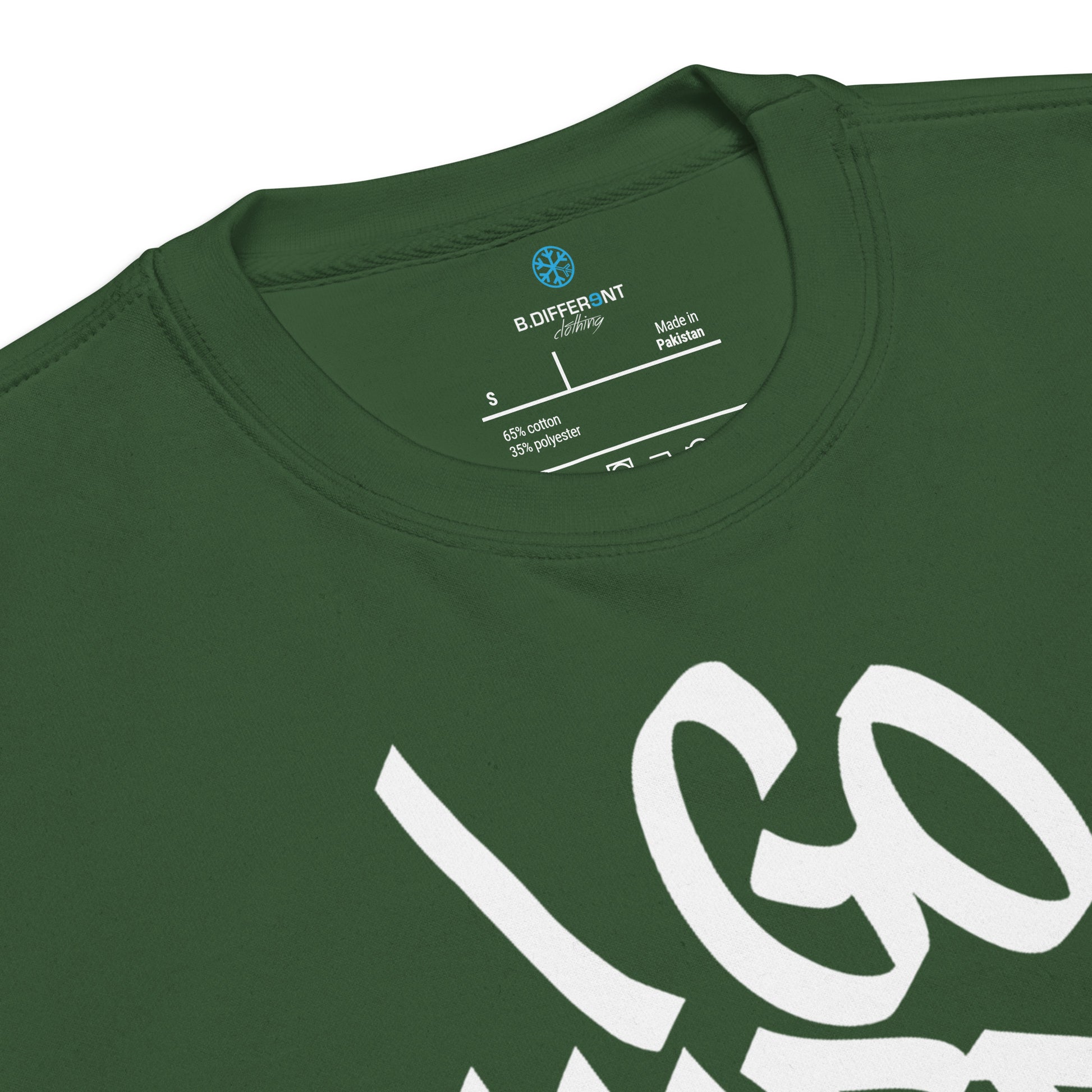 Green-I Go Hard With My Paint Graffiti Sweatshirt from B.Different Clothing, collar, graffiti-inspired streetwear