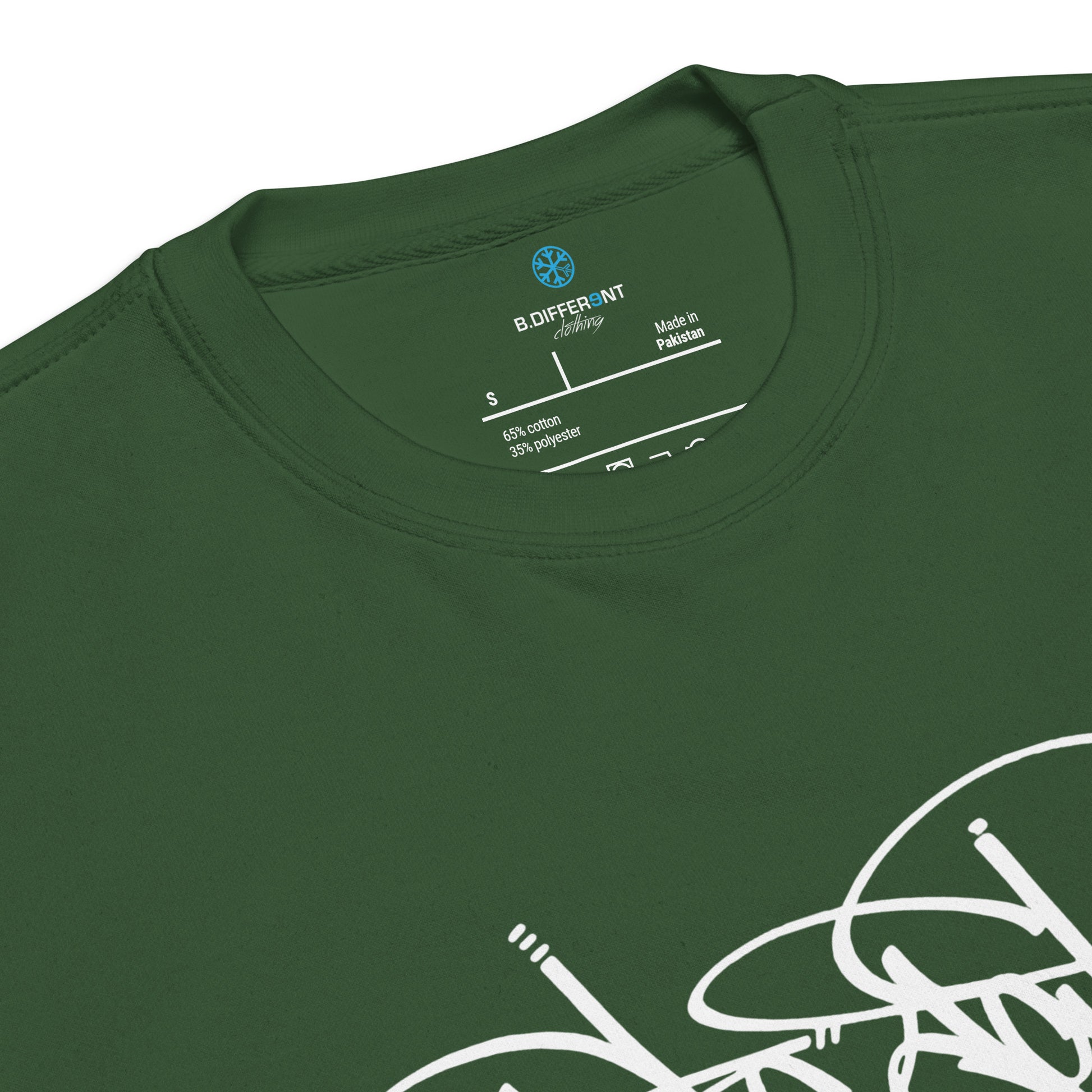 Green-Outcast Tag Sweatshirt by Graffiti Dad from B.Different Clothing, collar, graffiti-inspired streetwear