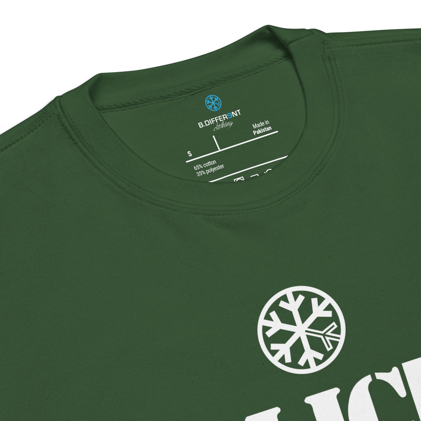 Green-Public Menace Graffiti Sweatshirt from B.Different Clothing, collar, graffiti-inspired streetwear