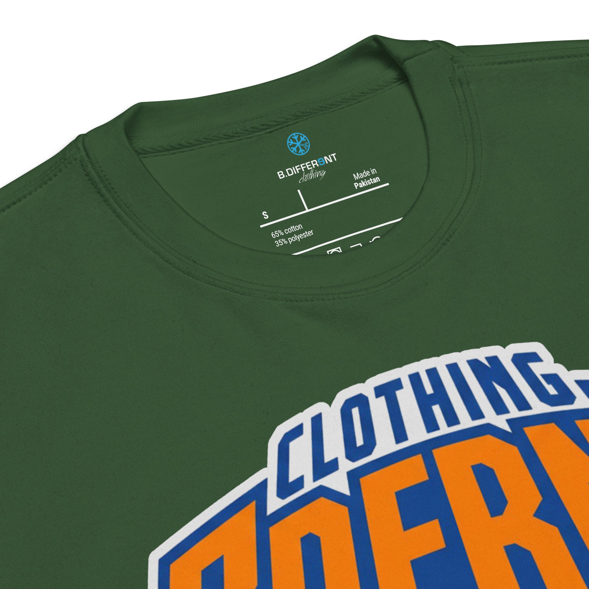 Green-BDFRNT Logo 2011 Sweatshirt from B.Different Clothing, collar, graffiti-inspired streetwear