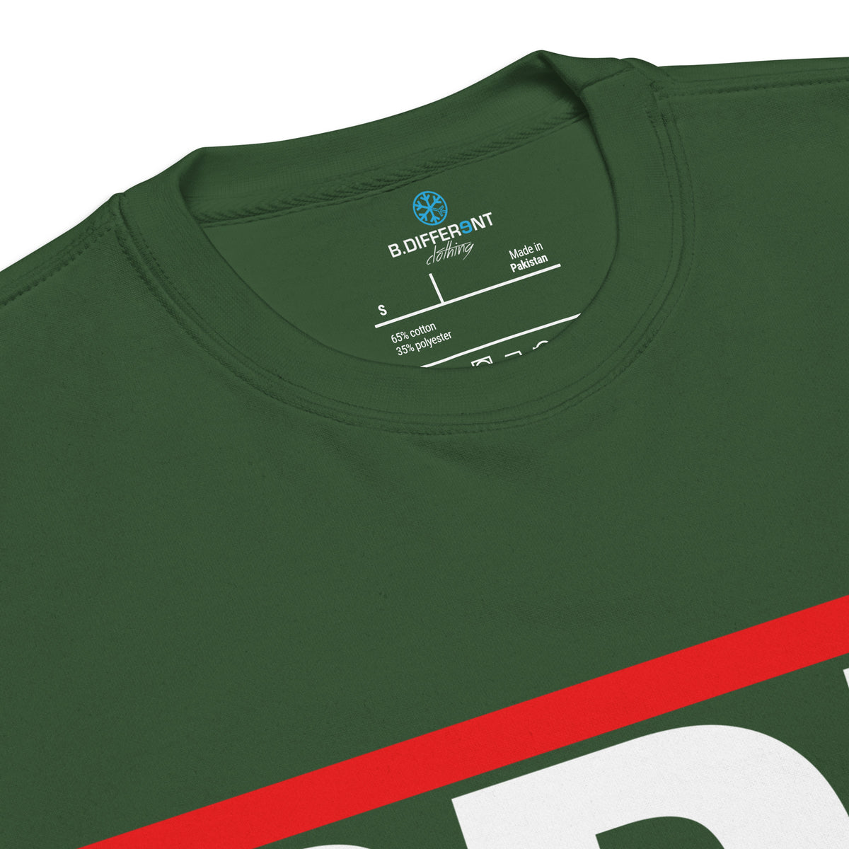 Forest Green-BDFRNT OG Logo Sweatshirt from B.Different Clothing, collar, graffiti-inspired streetwear