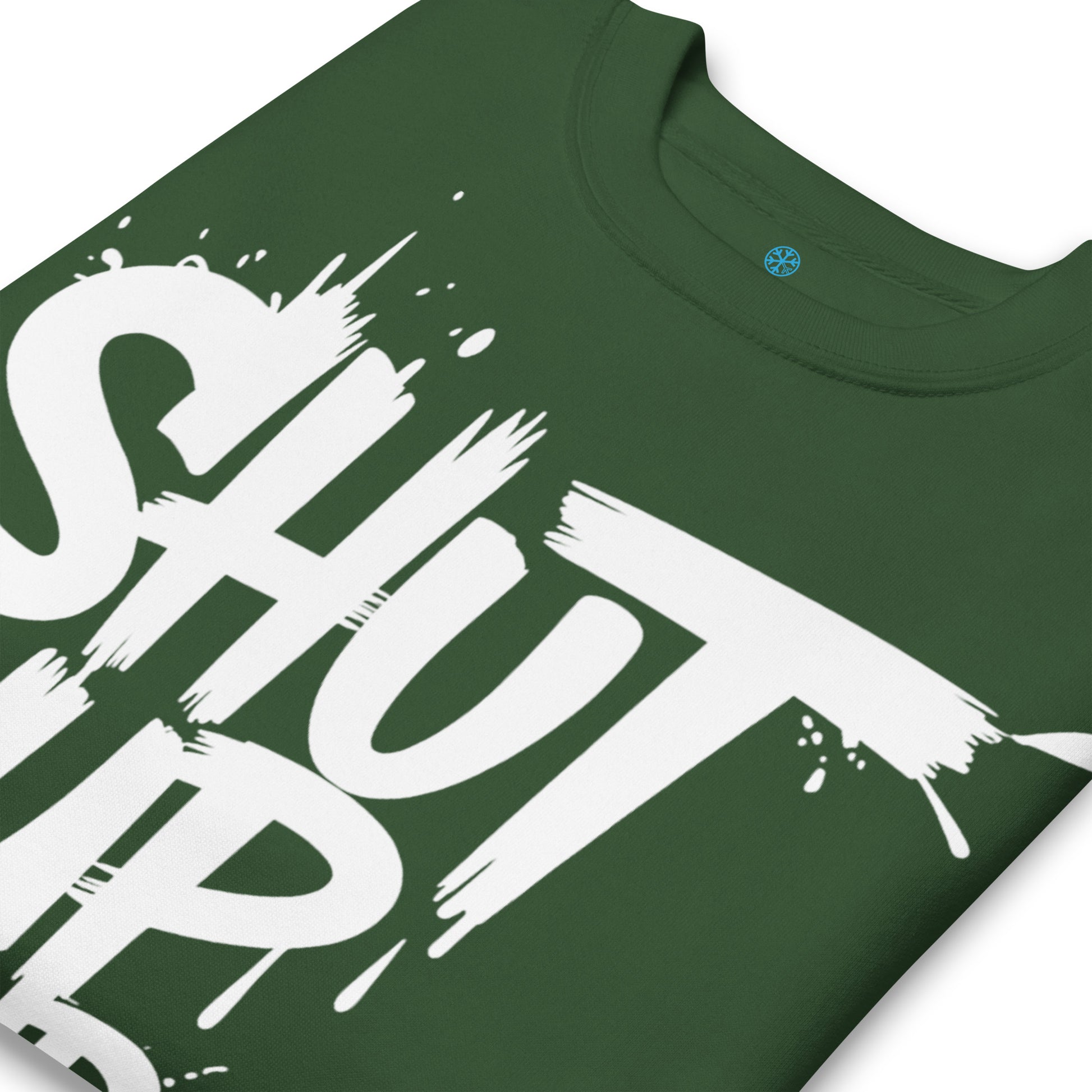 Green-Shut Up and Paint Graffiti Sweatshirt from B.Different Clothing, detail, graffiti-inspired streetwear 