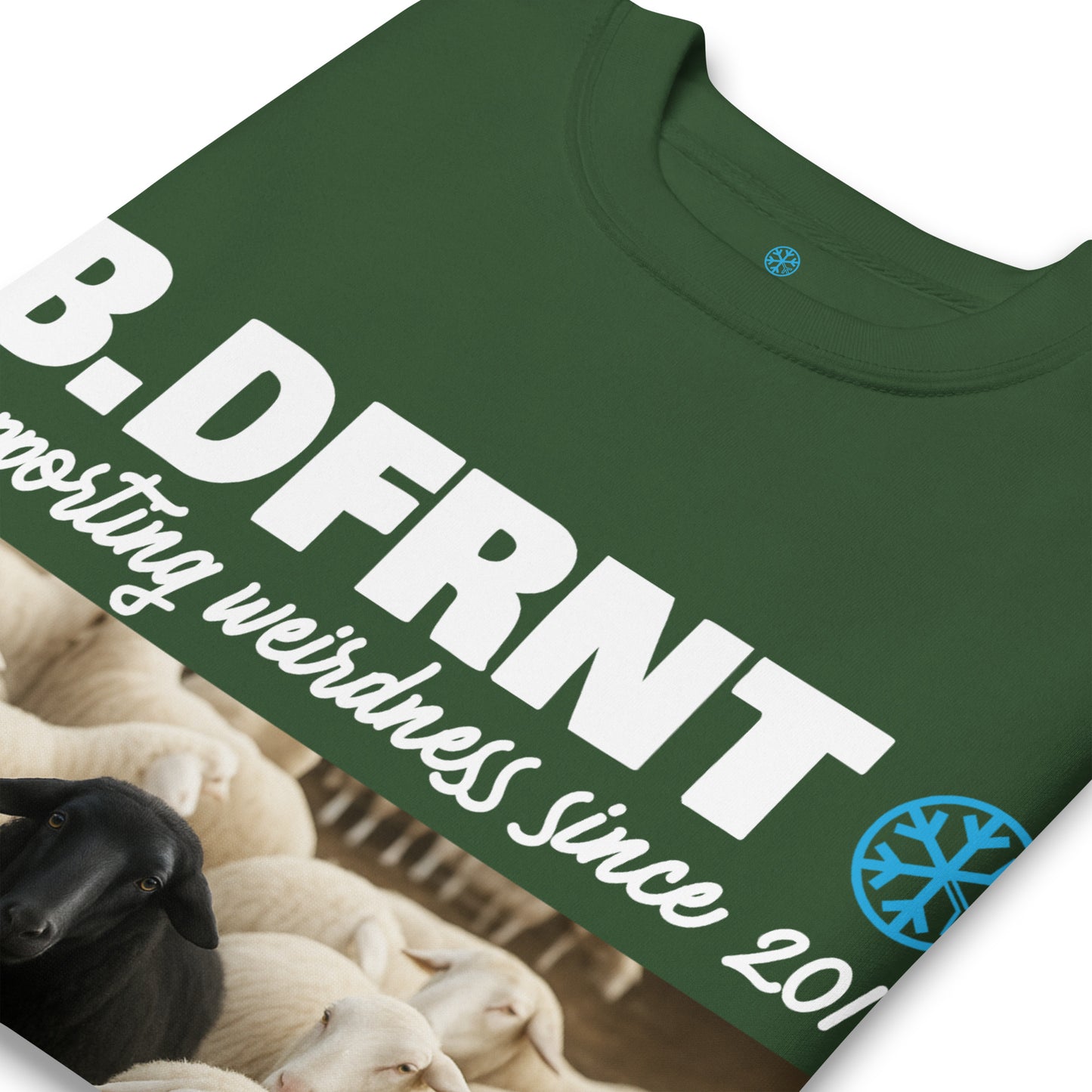 Green-Black Sheep Sweatshirt from B.Different Clothing, detail, graffiti-inspired streetwear