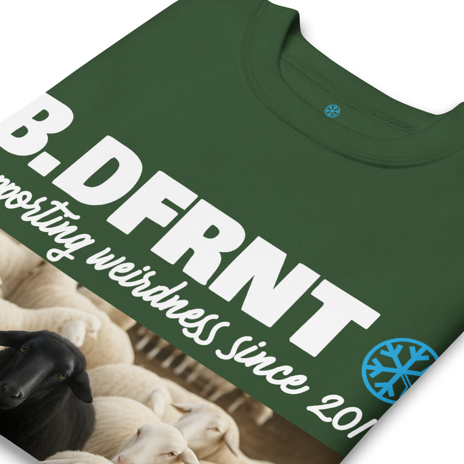 Green-Black Sheep Sweatshirt from B.Different Clothing, detail, graffiti-inspired streetwear