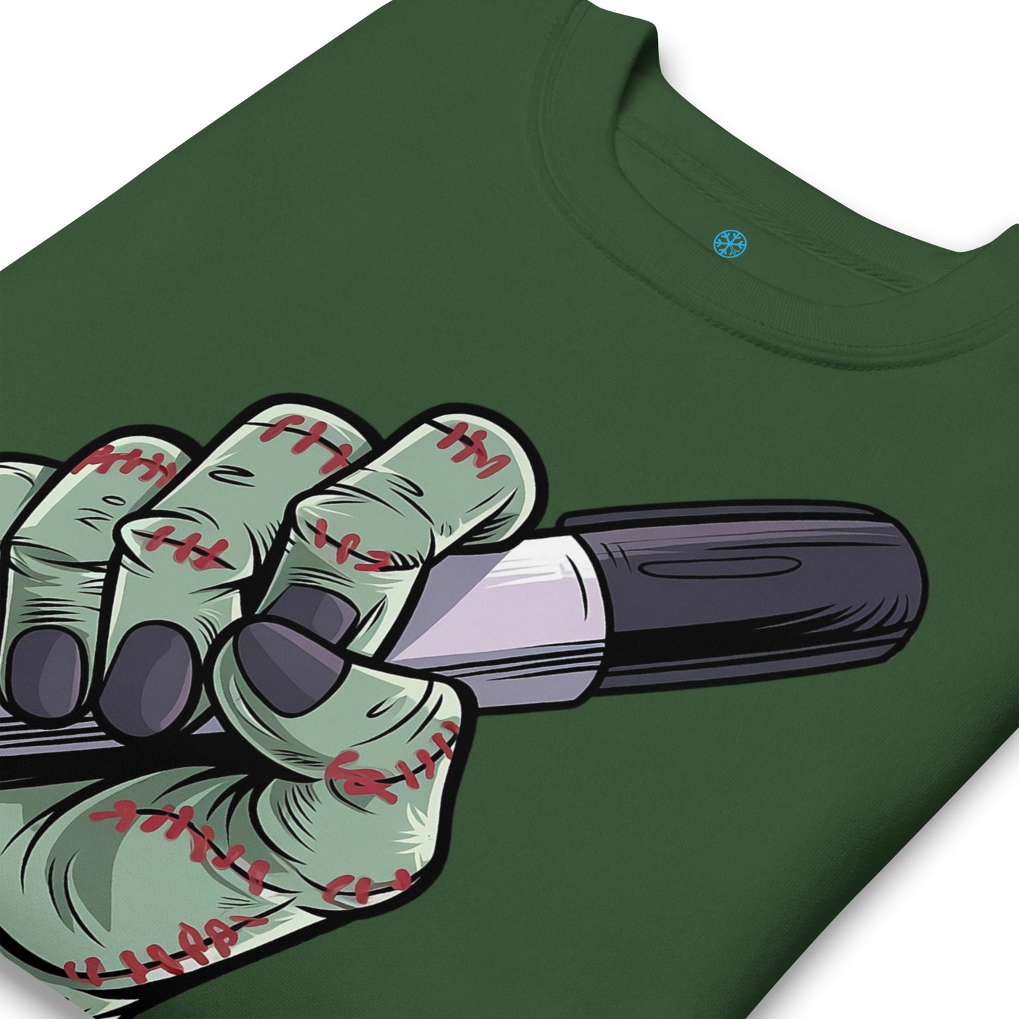 Green-Thing Graffiti Sweatshirt from B.Different Clothing, detail, graffiti-inspired streetwear