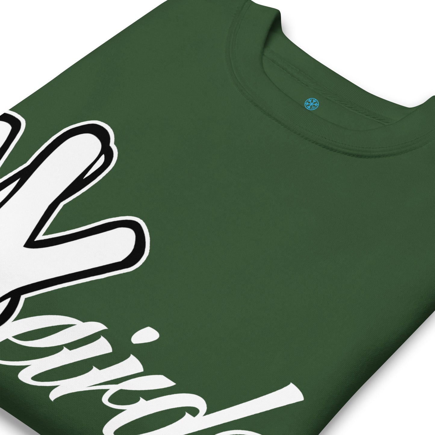 Green-Weirdo Hand Sign Sweatshirt from B.Different Clothing, detail, graffiti-inspired streetwear