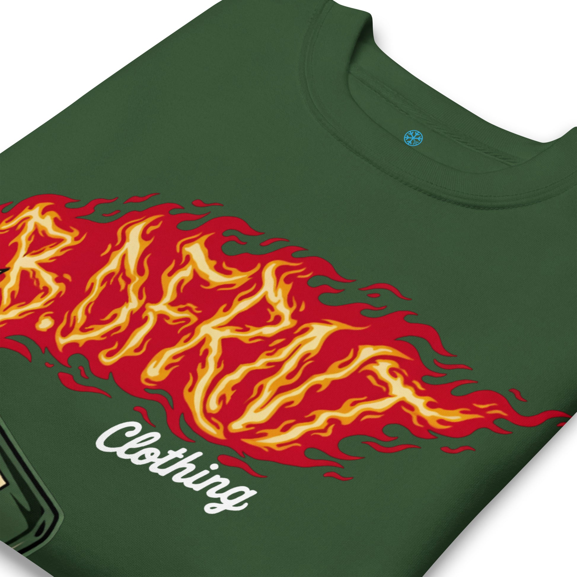 Green-Molotov Graffiti Sweatshirt from B.Different Clothing, detail, graffiti-inspired streetwear