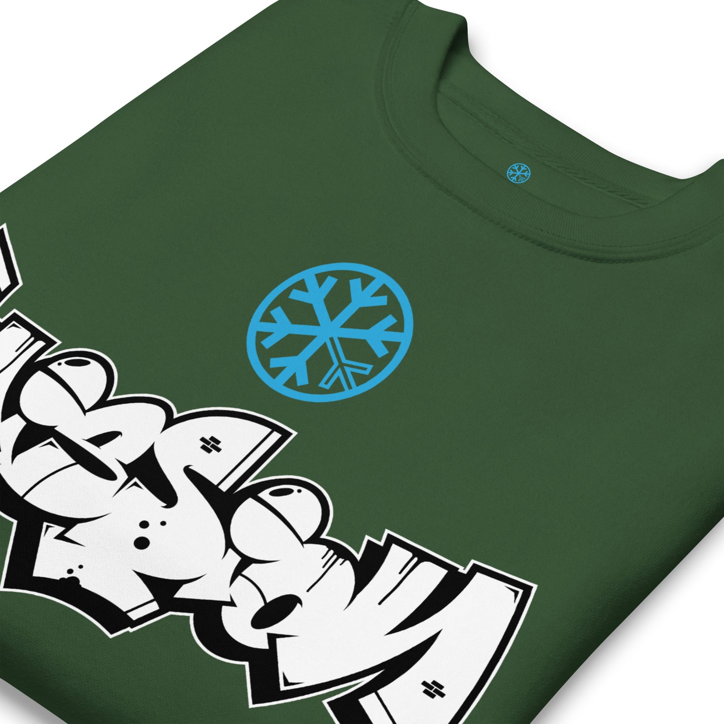 Green-Mission Graffiti Piece Sweatshirt from B.Different Clothing, detail, graffiti-inspired streetwear