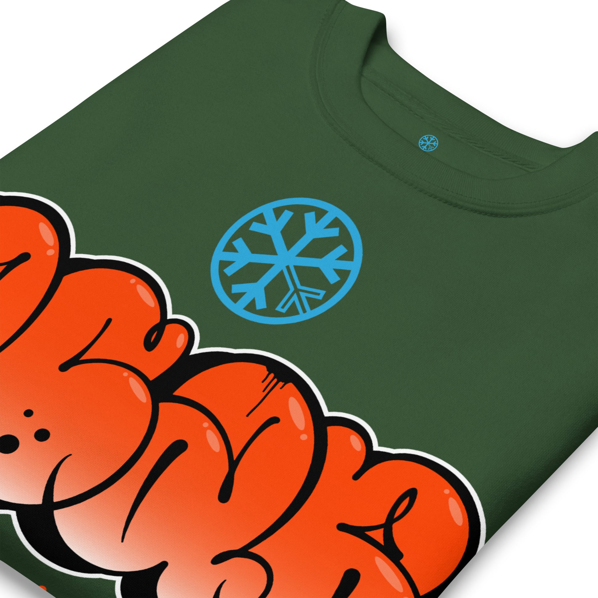 Green-ACAB Graffiti Throw-up Sweatshirt from B.Different Clothing, detail, graffiti-inspired streetwear