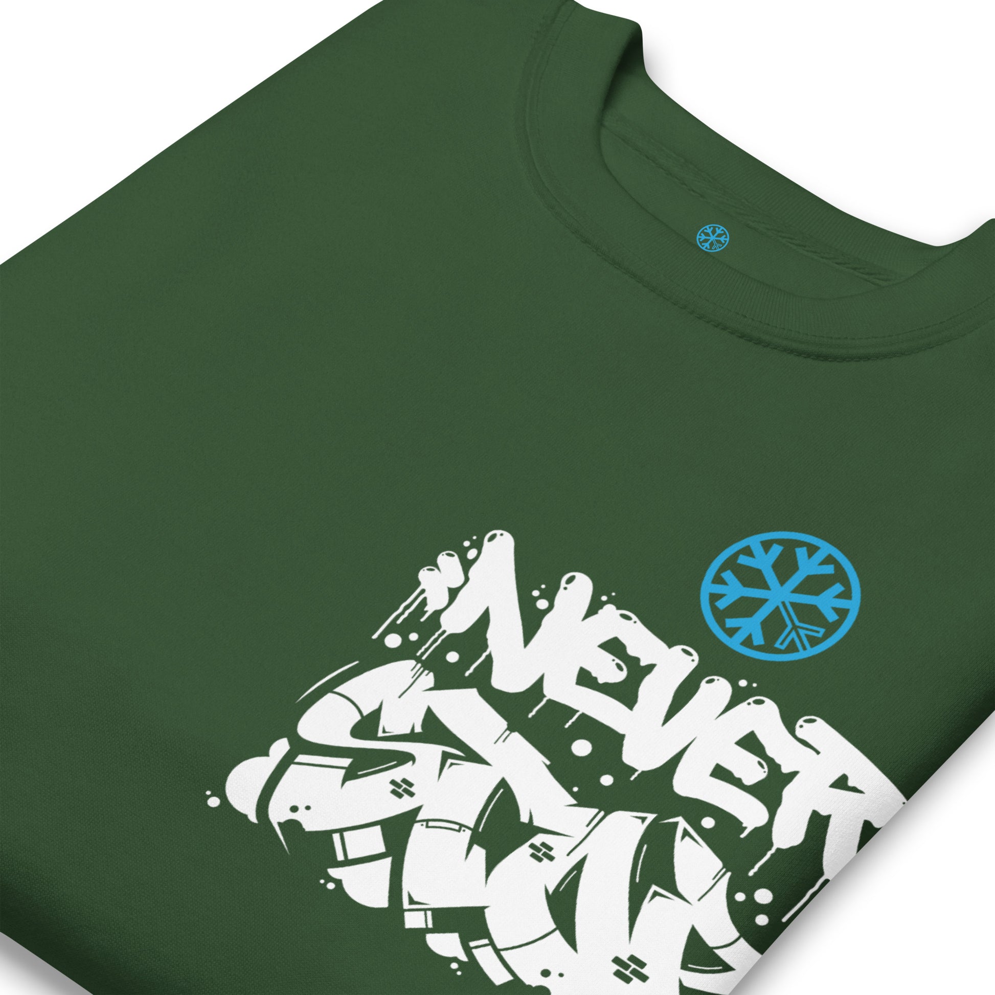 Green-Never Stop Graffiti Character Sweatshirt from B.Different Clothing, detail, graffiti-inspired streetwear
