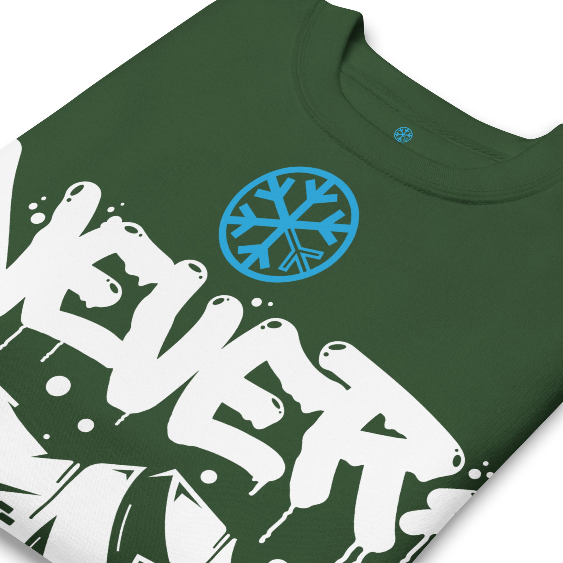 Green-Never Stop Graffiti Piece Sweatshirt from B.Different Clothing, detail, graffiti-inspired streetwear