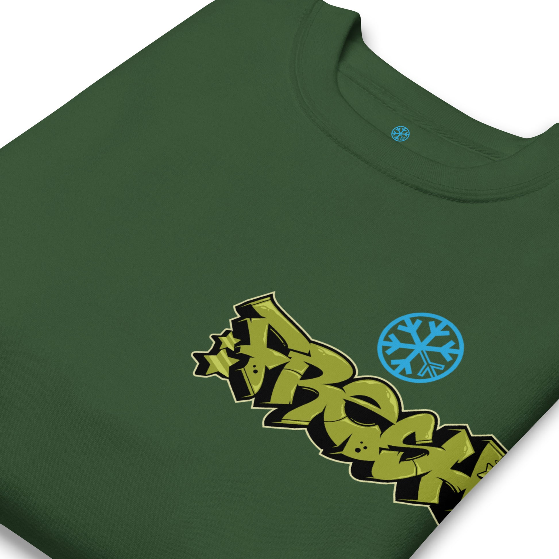 Green-Fresh Graffiti Character Sweatshirt from B.Different Clothing, detail, graffiti-inspired streetwear