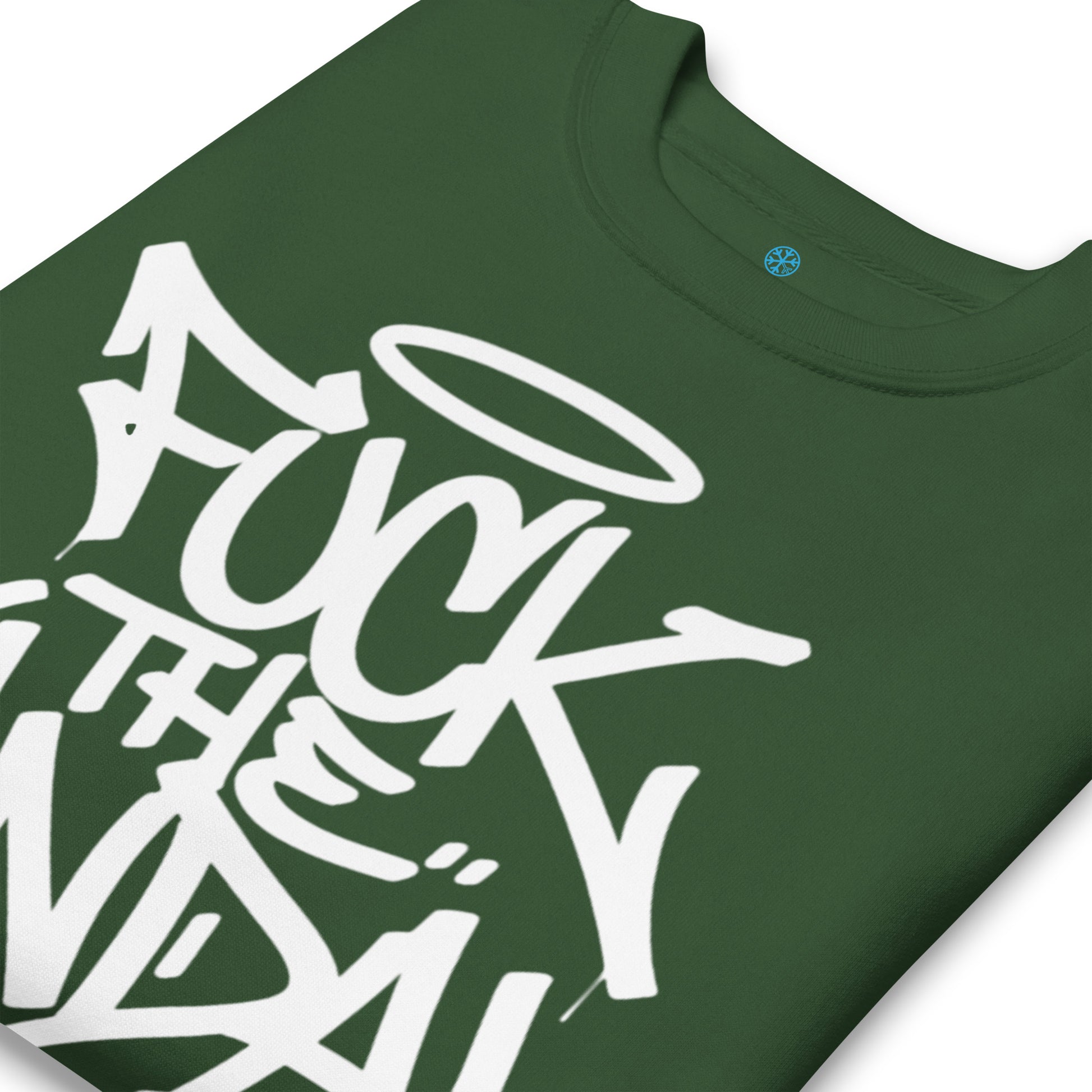 Green-Fuck The Vandal Squad Graffiti Sweatshirt from B.Different Clothing, detail, graffiti-inspired streetwear
