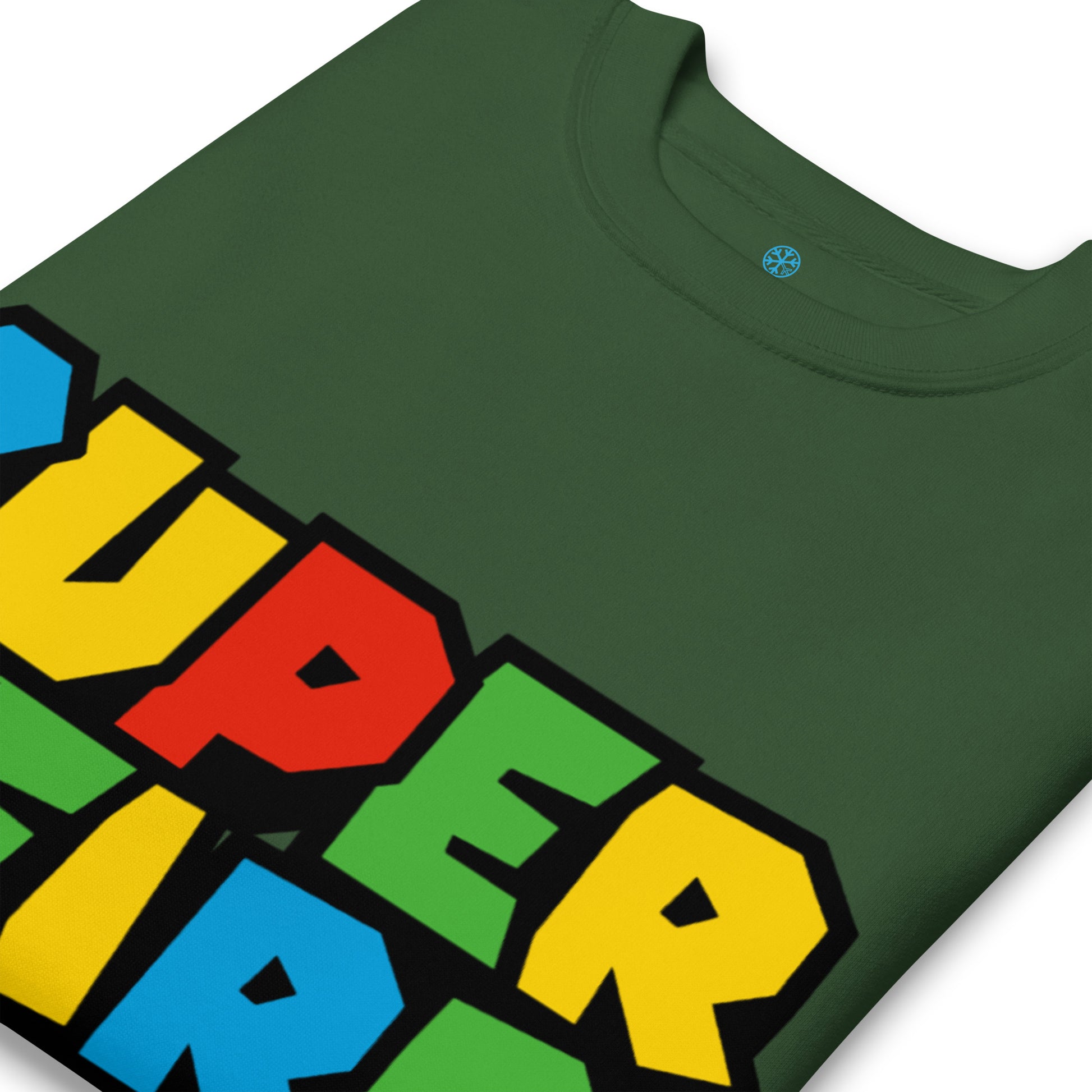 Forest Green-Super Weird Bros Sweatshirt from B.Different Clothing, detail, graffiti-inspired streetwear