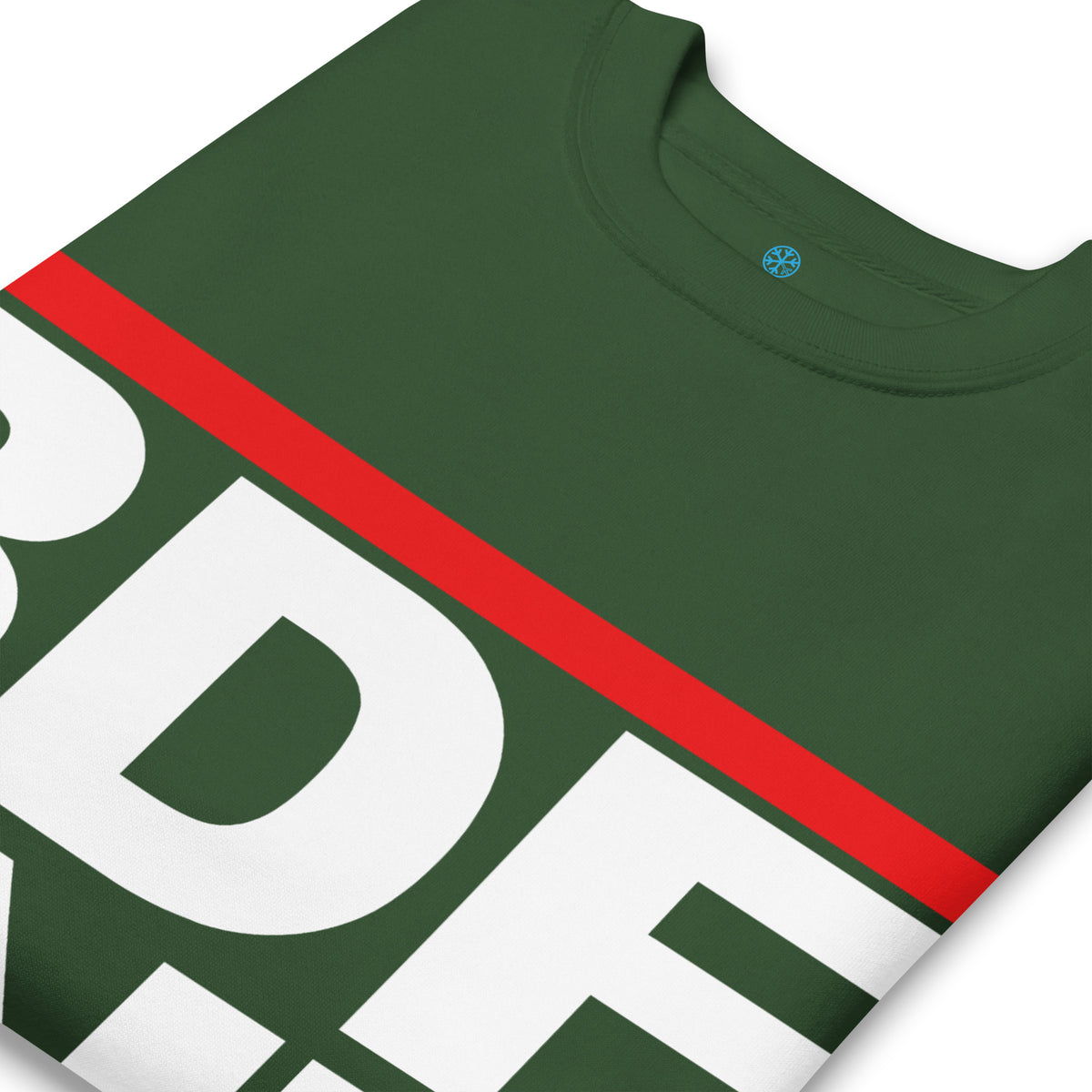 Forest Green-BDFRNT OG Logo Sweatshirt from B.Different Clothing, detail, graffiti-inspired streetwear
