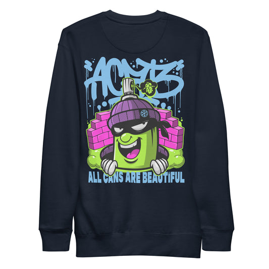 Navy-ACAB Graffiti Character Sweatshirt from B.Different Clothing, back view, graffiti-inspired streetwear