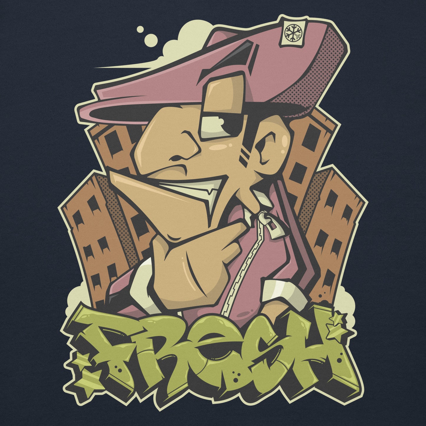 Navy-Fresh Graffiti Character Sweatshirt from B.Different Clothing, graphic, graffiti-inspired streetwear