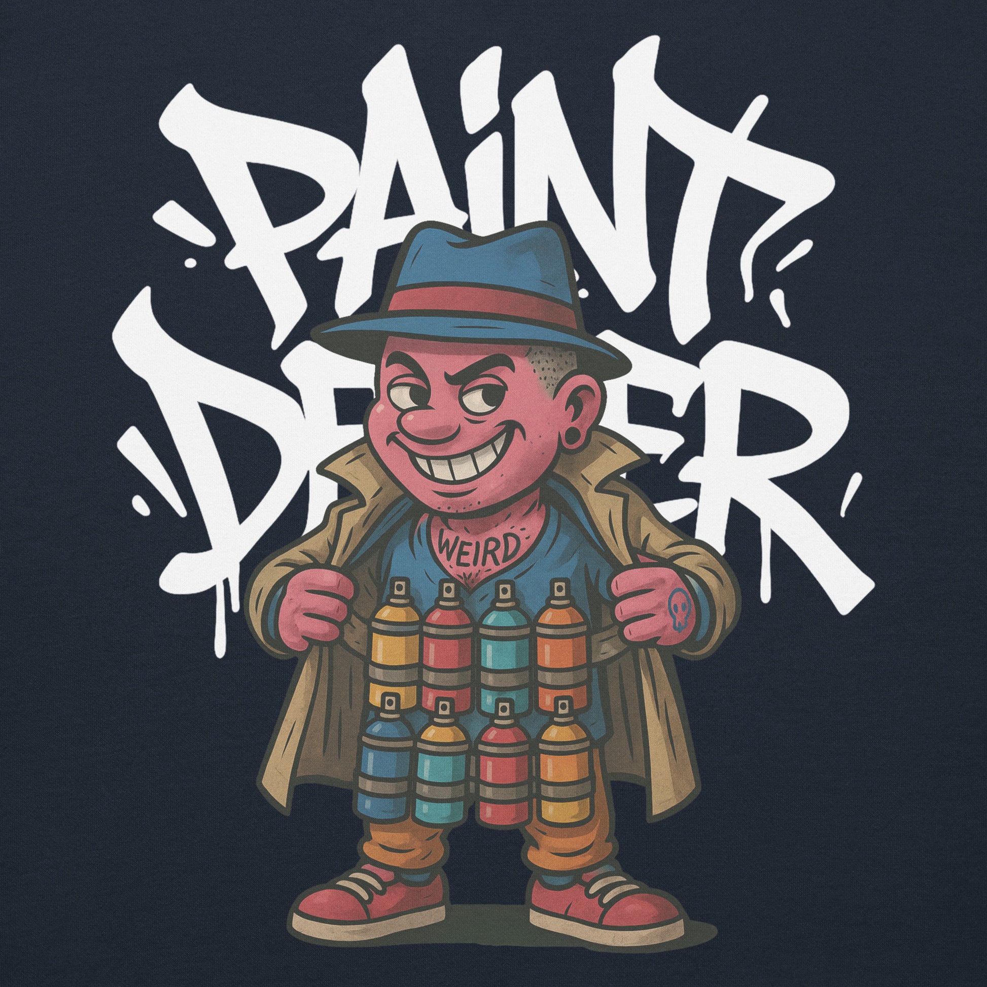 Navy-Paint Dealer Graffiti Character Sweatshirt from B.Different Clothing, graphic, graffiti-inspired streetwear