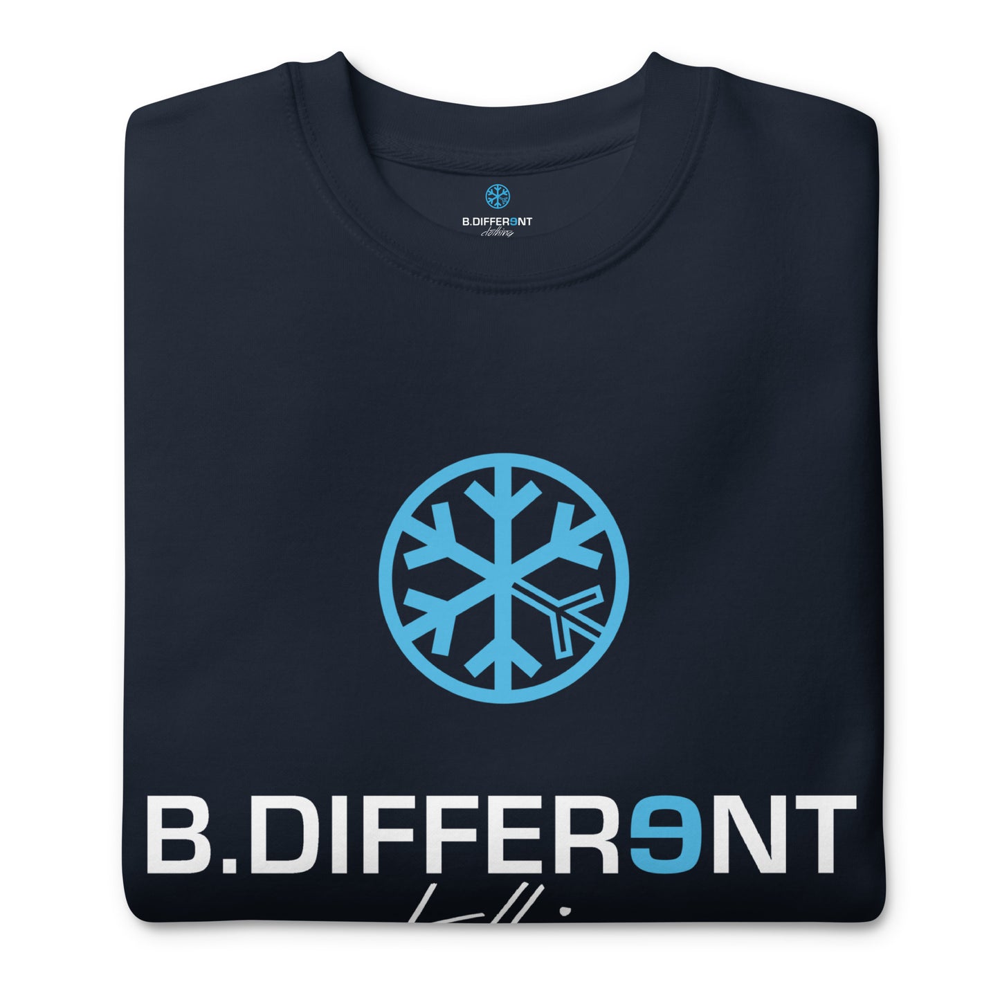 folded sweatshirt Logo navy by B.Different Clothing independent streetwear brand inspired by street art graffiti