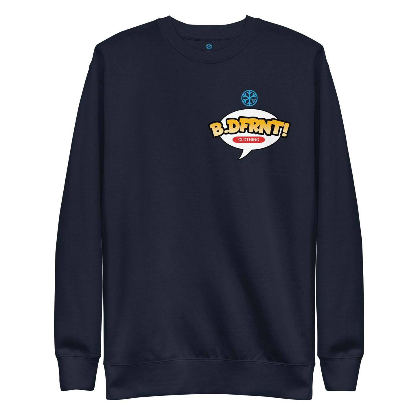 front of graffiti artist vinyl figure sweatshirt navy by B.Different Clothing graffiti street art inspired streetwear brand