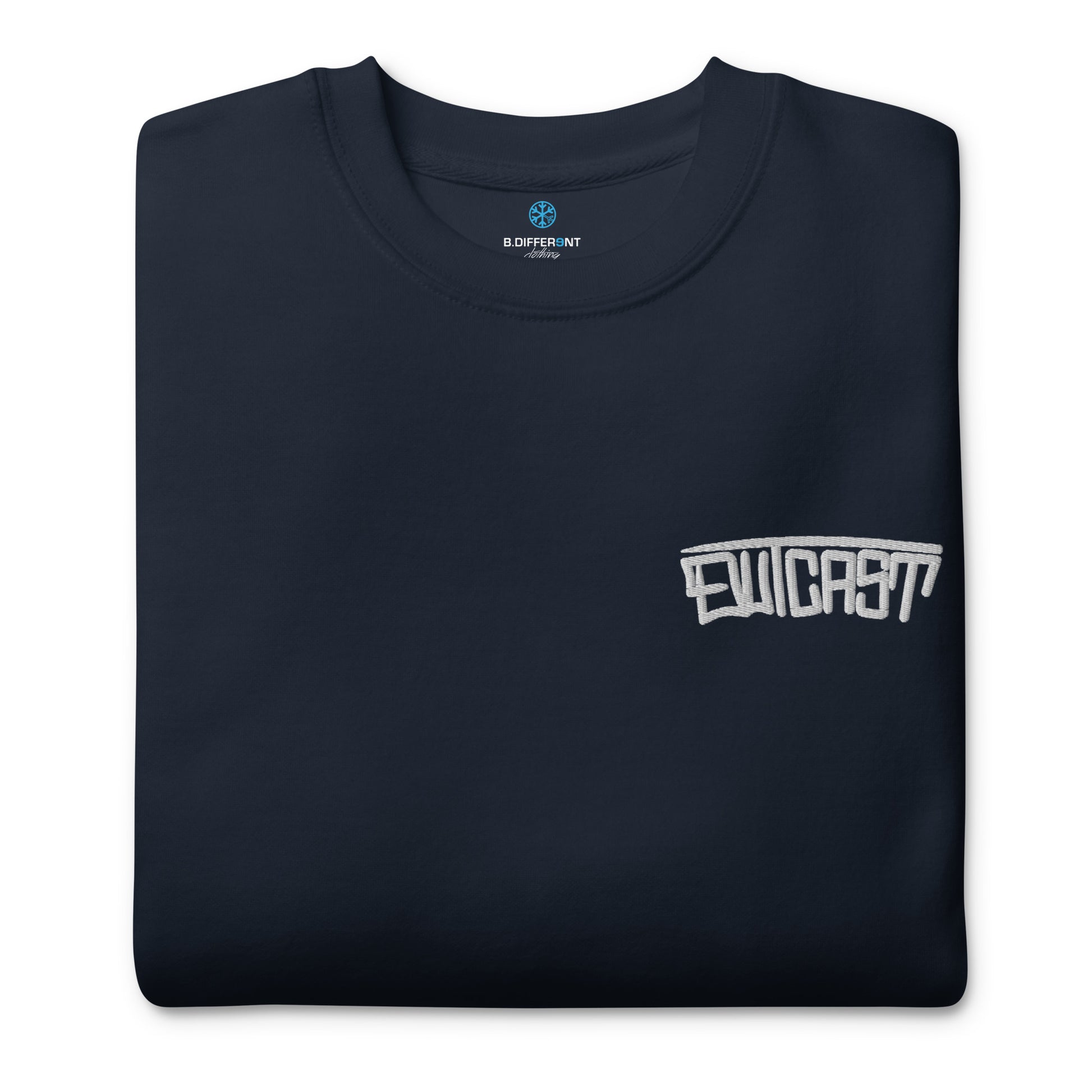 folded Outcast Graffiti Tag sweatshirt navy B.Different Clothing graffiti street art inspired streetwear brand