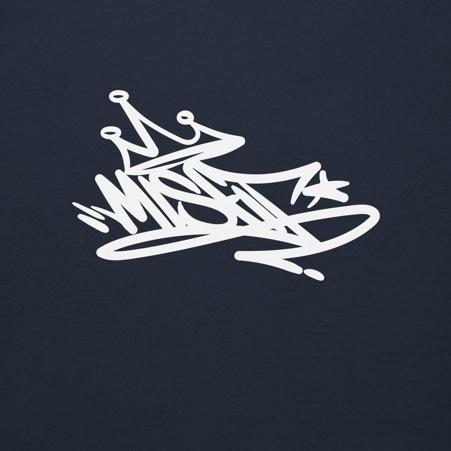 graphic of Misfit Graffiti Tag Sweatshirt navy B.Different Clothing graffiti street art inspired streetwear brand