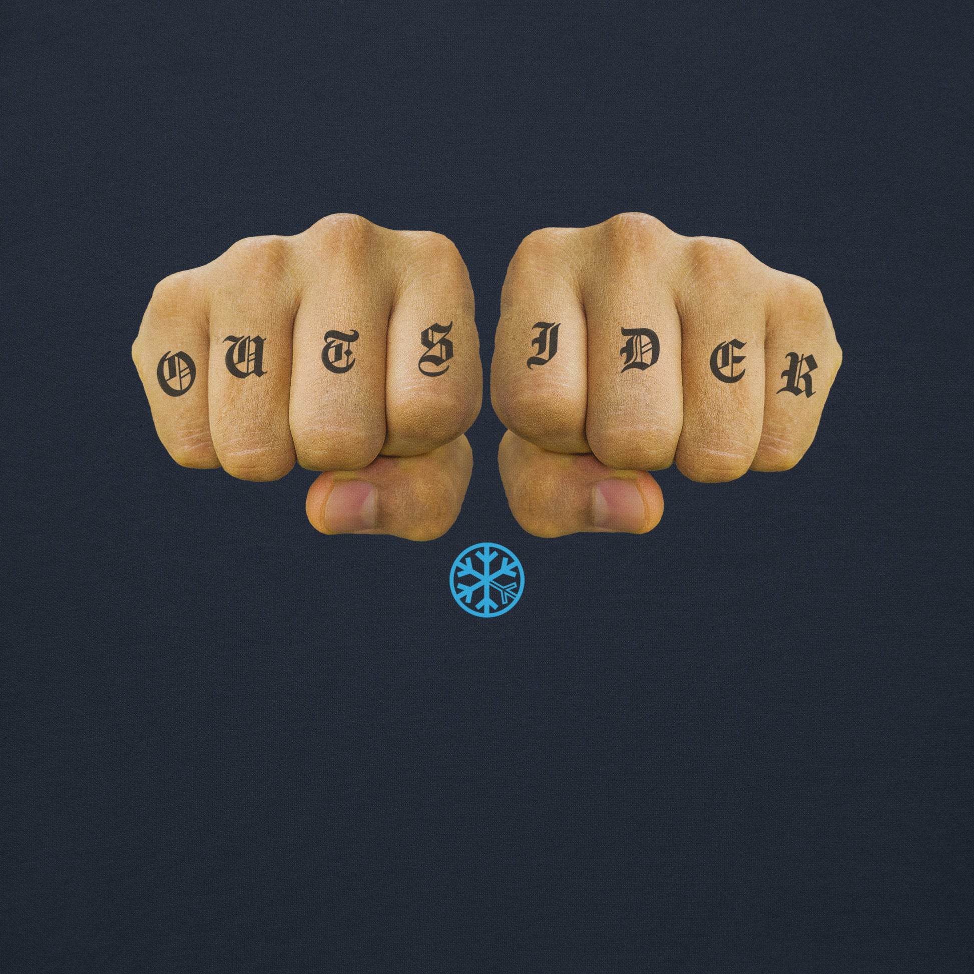 Navy-Outsider Tattoo Sweatshirt from B.Different Clothing, graphic, graffiti-inspired streetwear