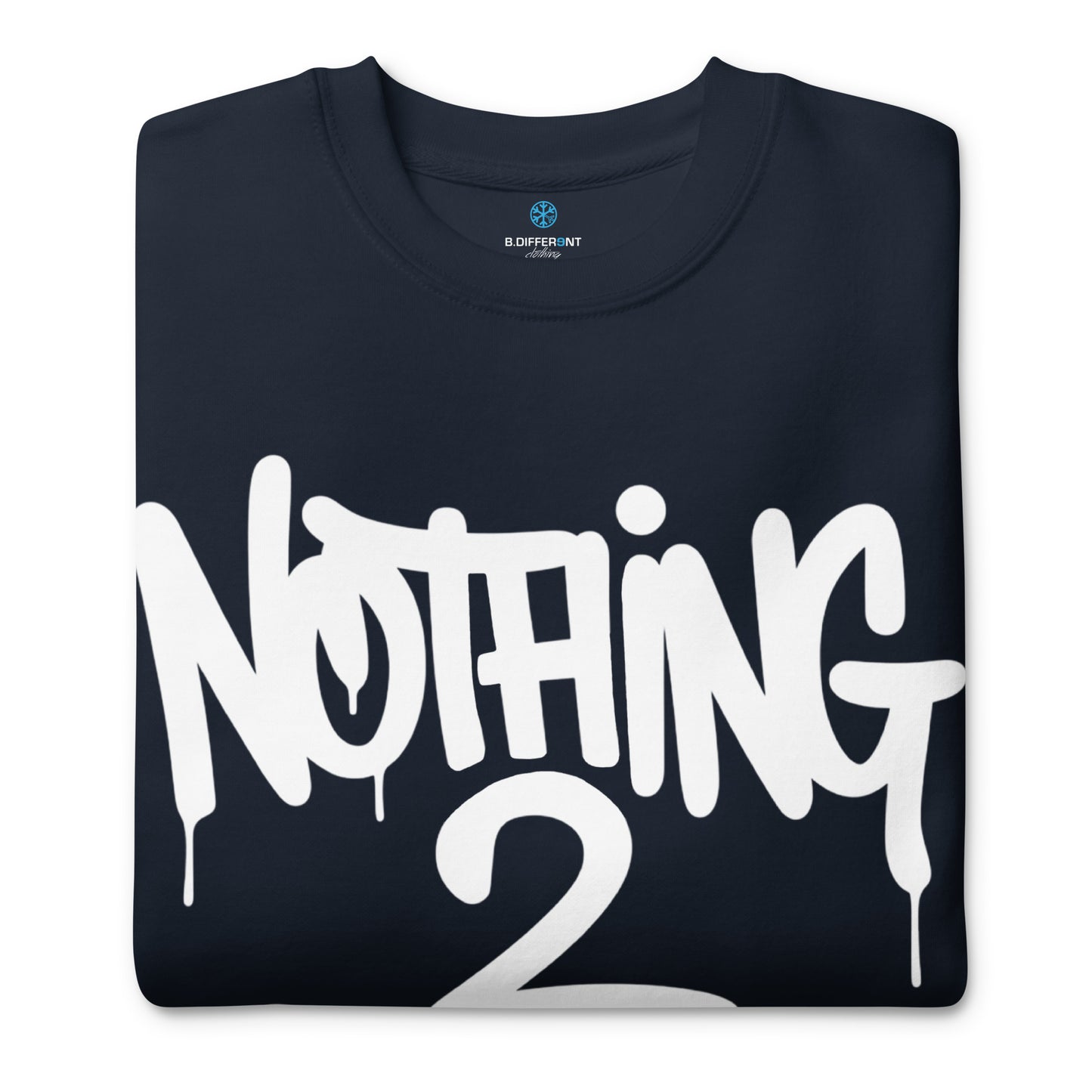 Navy-Nothing 2 Obey Graffiti Sweatshirt from B.Different Clothing, folded, graffiti-inspired streetwear