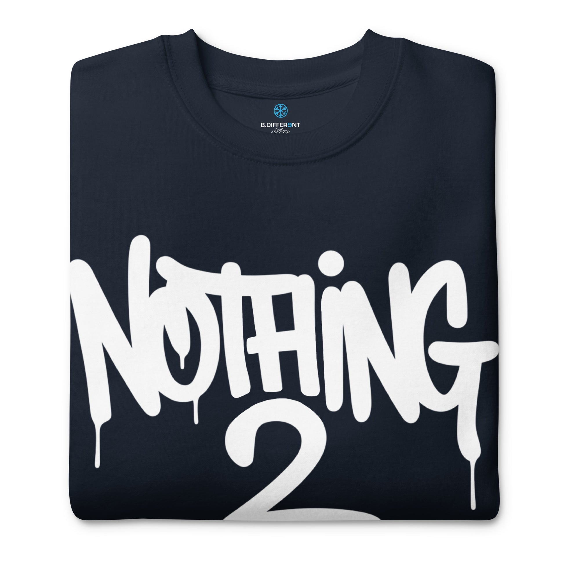 Navy-Nothing 2 Obey Graffiti Sweatshirt from B.Different Clothing, folded, graffiti-inspired streetwear