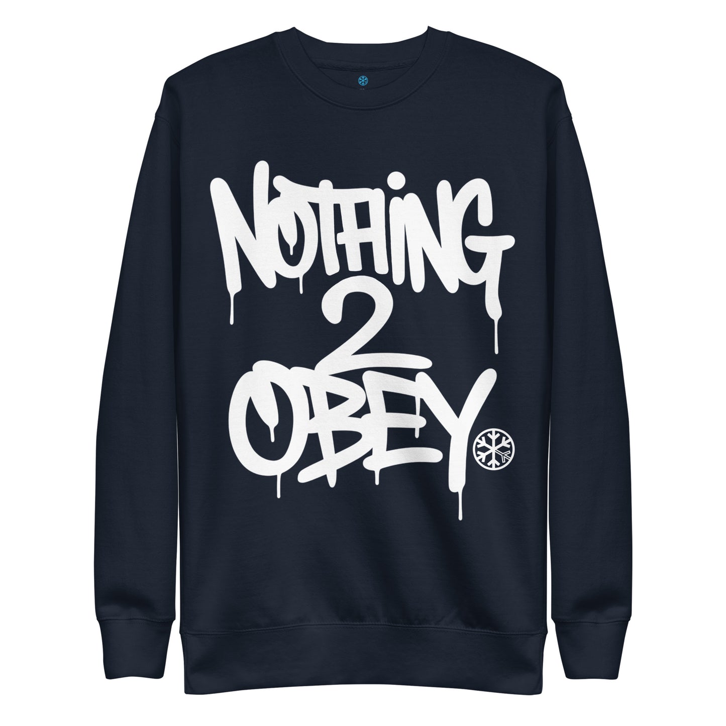 Navy-Nothing 2 Obey Graffiti Sweatshirt from B.Different Clothing, front view, graffiti-inspired streetwear