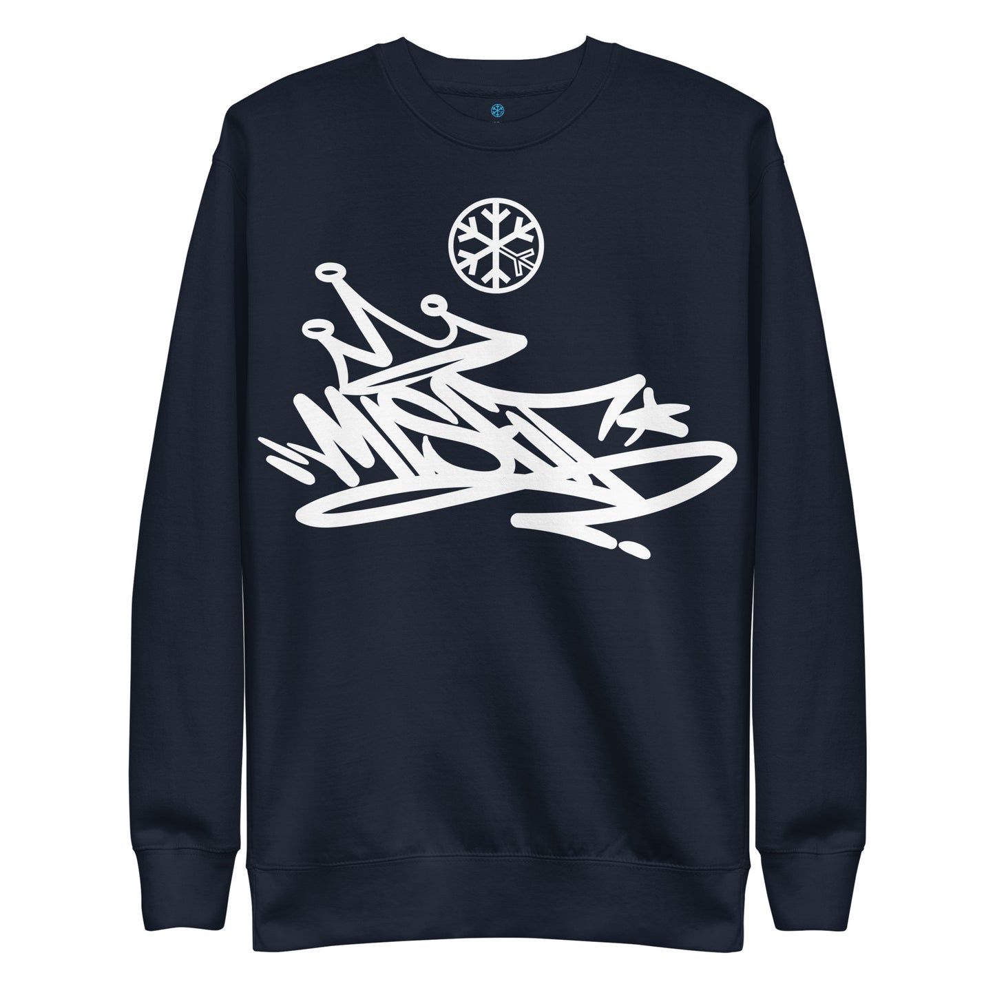 Navy-Misfit Graffiti Tag Sweatshirt from B.Different Clothing, front view, graffiti-inspired streetwear
