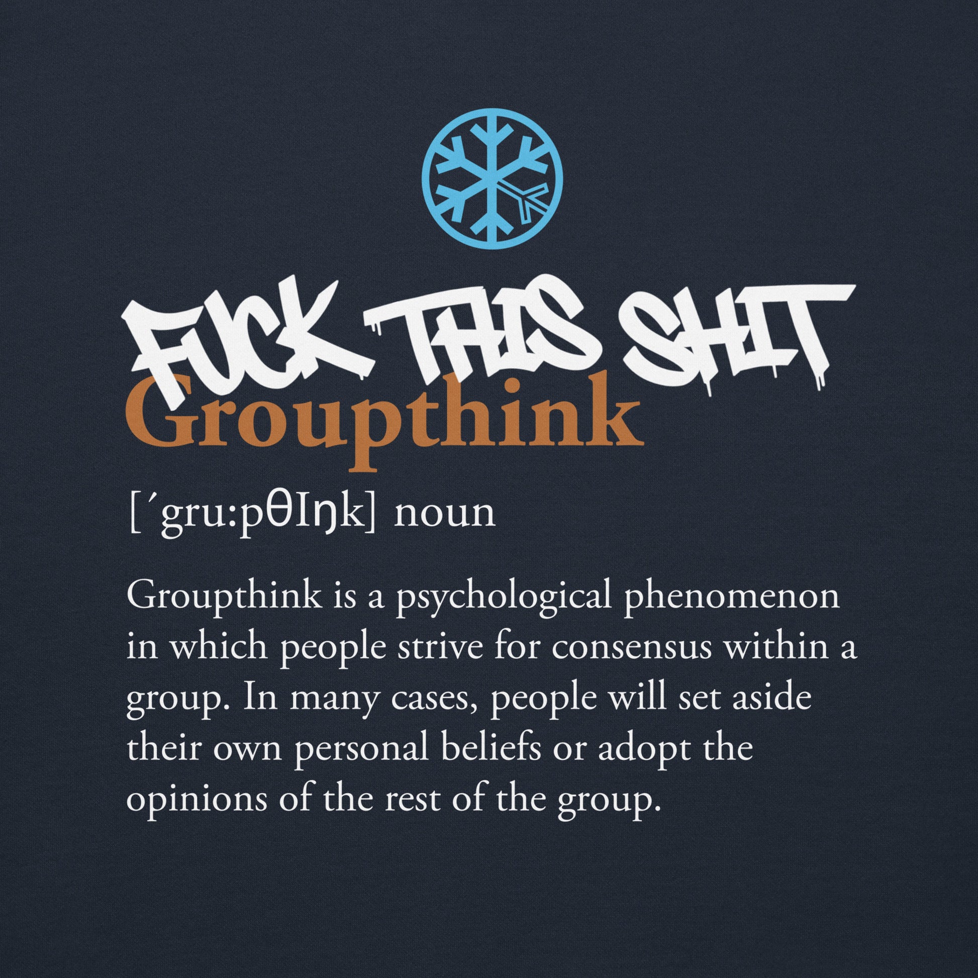 Navy-Groupthink Graffiti Sweatshirt from B.Different Clothing, graphic, graffiti-inspired streetwear