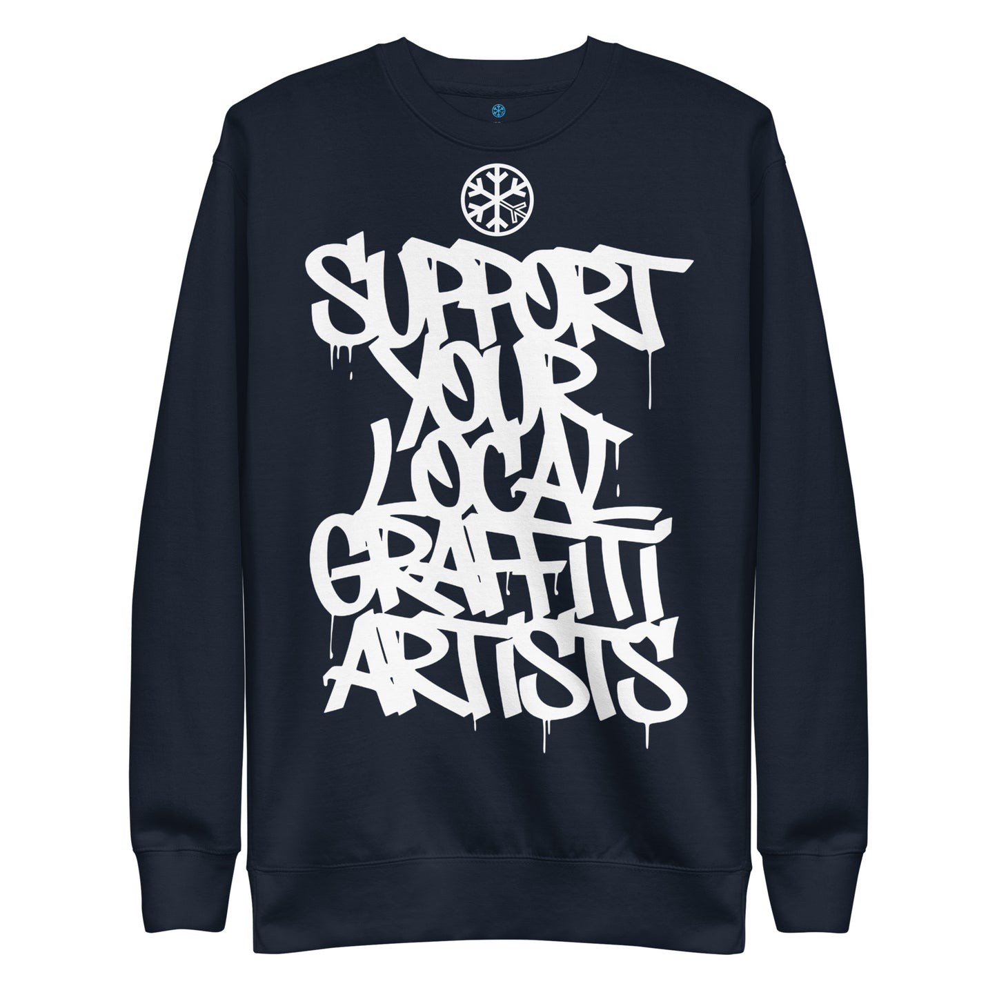 Navy-Support Your Local Graffiti Artists Sweatshirt from B.Different Clothing, front view, graffiti-inspired streetwear