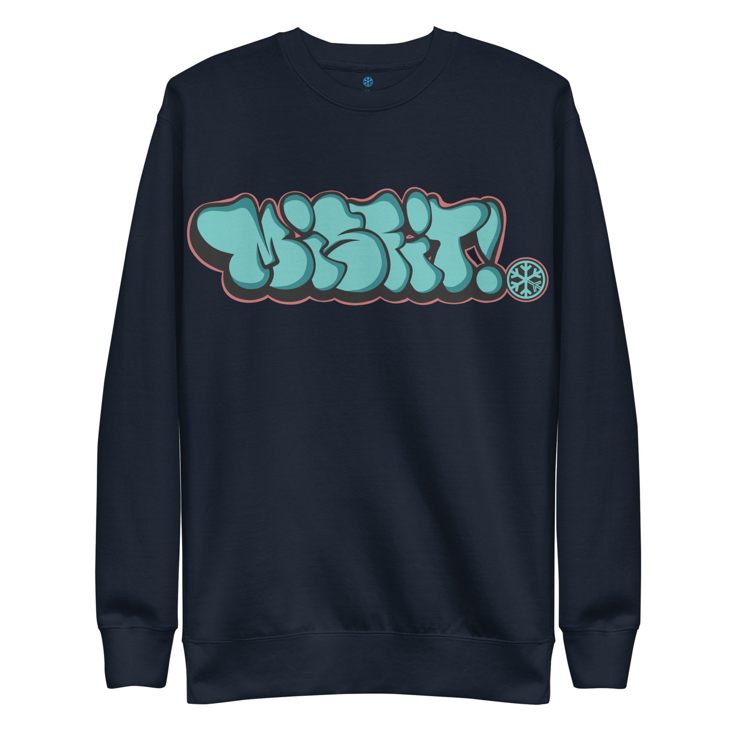 Navy-Misfit Graffiti Throwie Sweatshirt from B.Different Clothing, front view, graffiti-inspired streetwear t-shirt