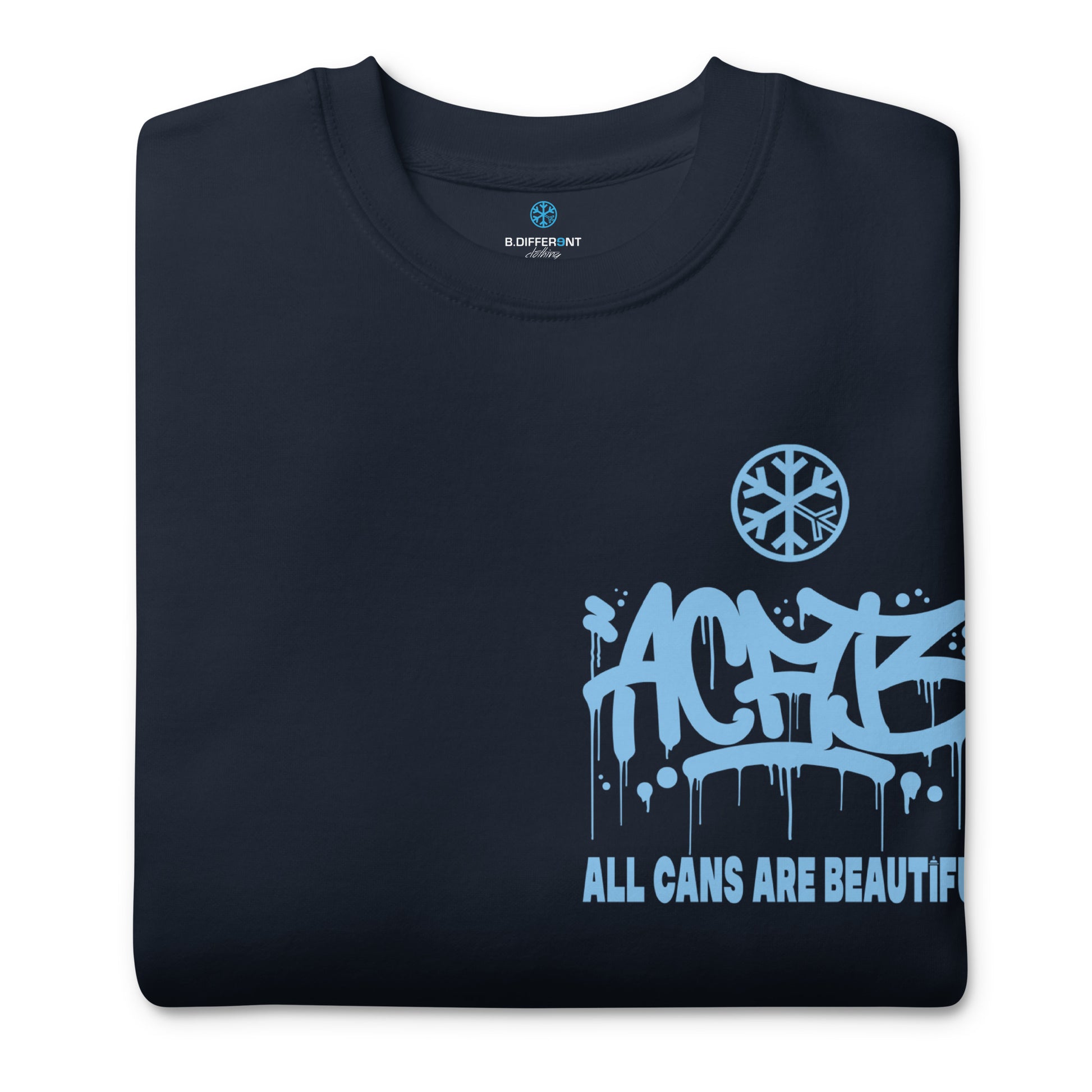 Navy-ACAB Graffiti Character Sweatshirt from B.Different Clothing, folded, graffiti-inspired streetwear