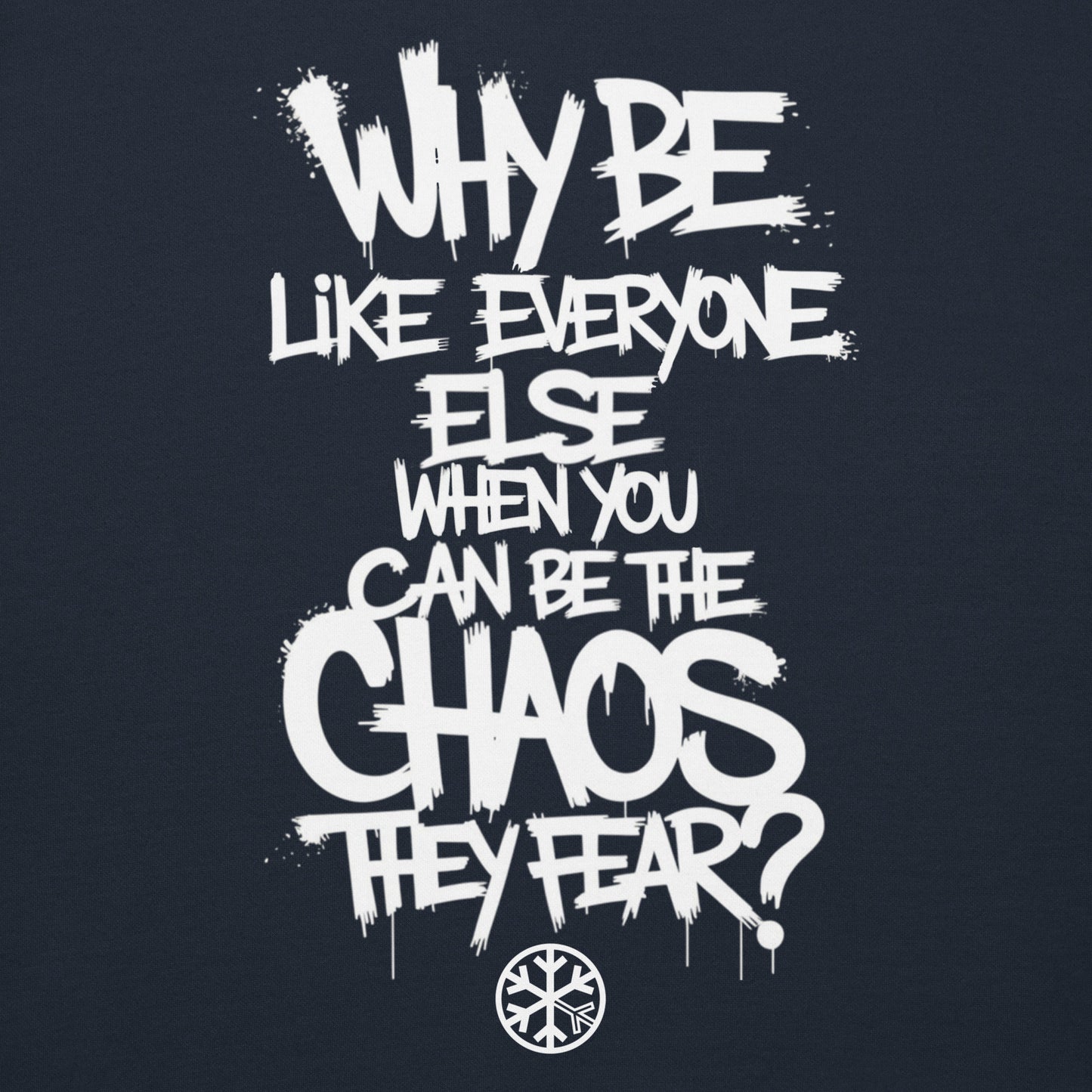 Navy-Chaos They Fear Graffiti Tag Sweatshirt from B.Different Clothing, graphic, graffiti-inspired streetwear