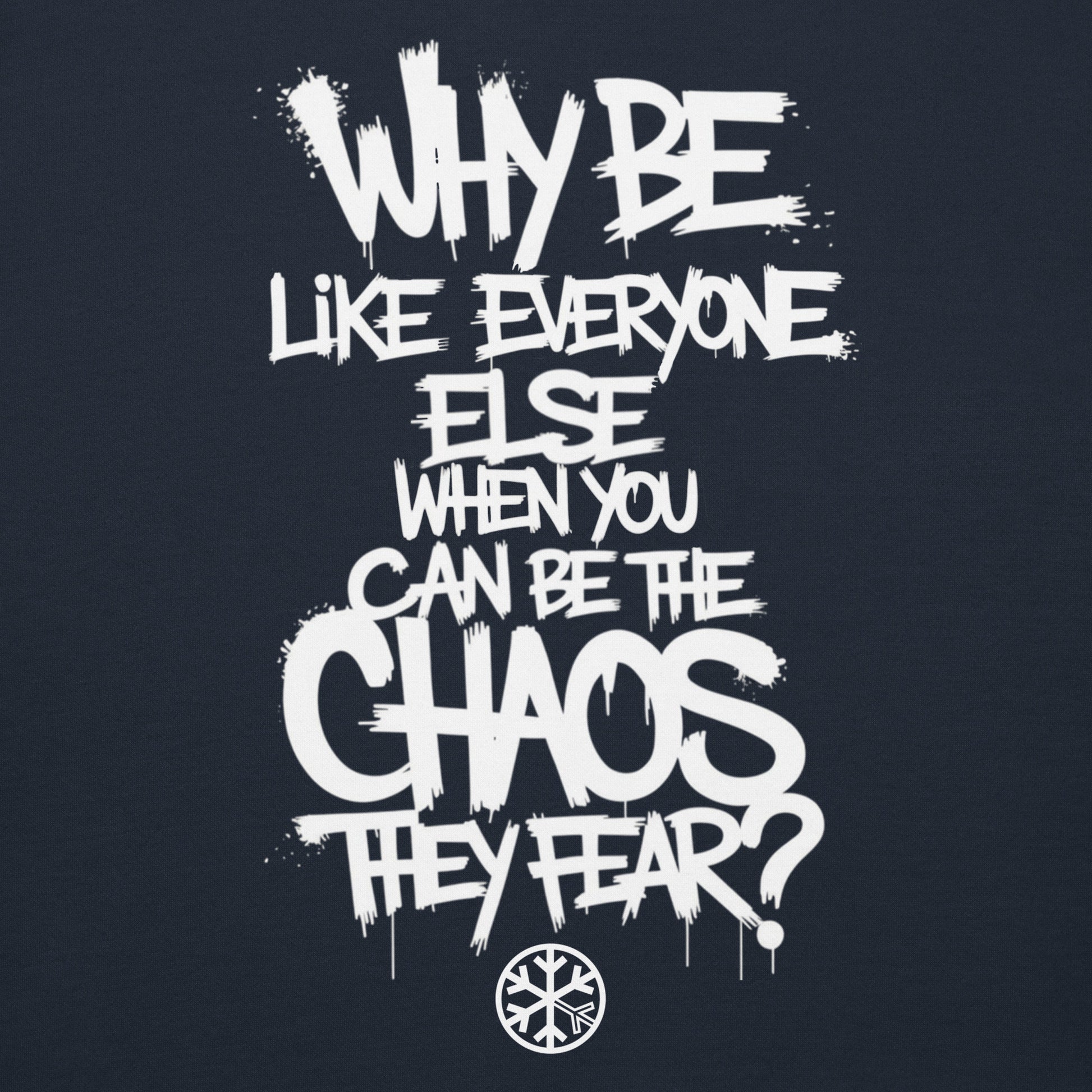 Navy-Chaos They Fear Graffiti Tag Sweatshirt from B.Different Clothing, graphic, graffiti-inspired streetwear